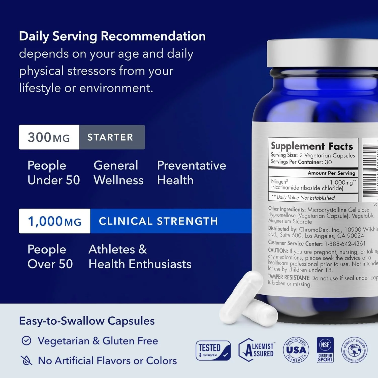 TRU NIAGEN PRO NAD Supplement for Brain Function, Anti Aging, Cell Regeneration | Patented Niagen | Supports Cellular Energy | Nicotinamide Riboside (NR) | 30-1000mg Servings (2x500mg, Take 2 Daily) - Image 2