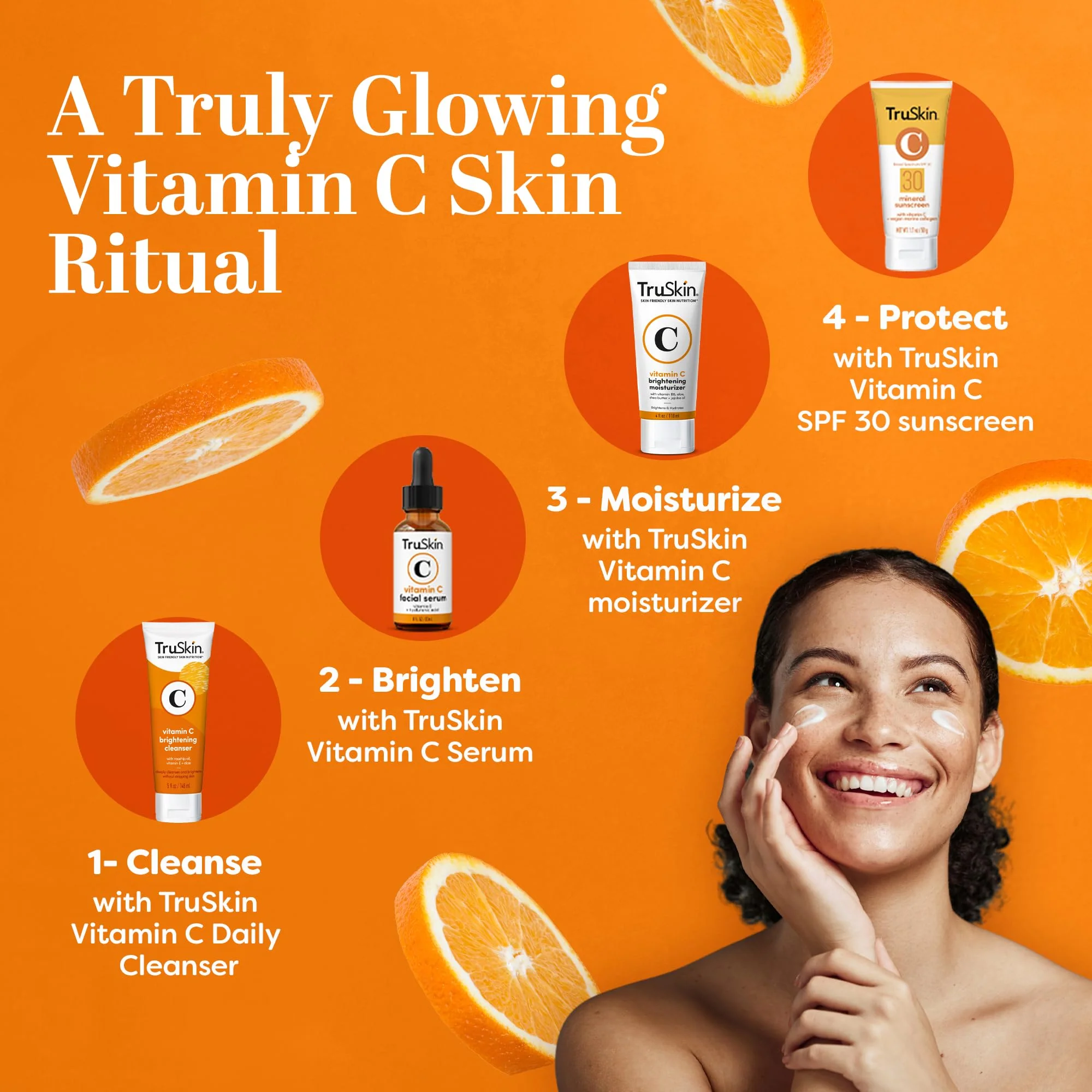 TruSkin Vitamin C Moisturizer Face Cream – Brightening, Anti Aging, Hydrating, Skin Wrinkle Cream – Vitamin B5, Vitamin E, Jojoba Oil, Aloe Vera & Green Tea, 1.7 Fl Oz - Image 5