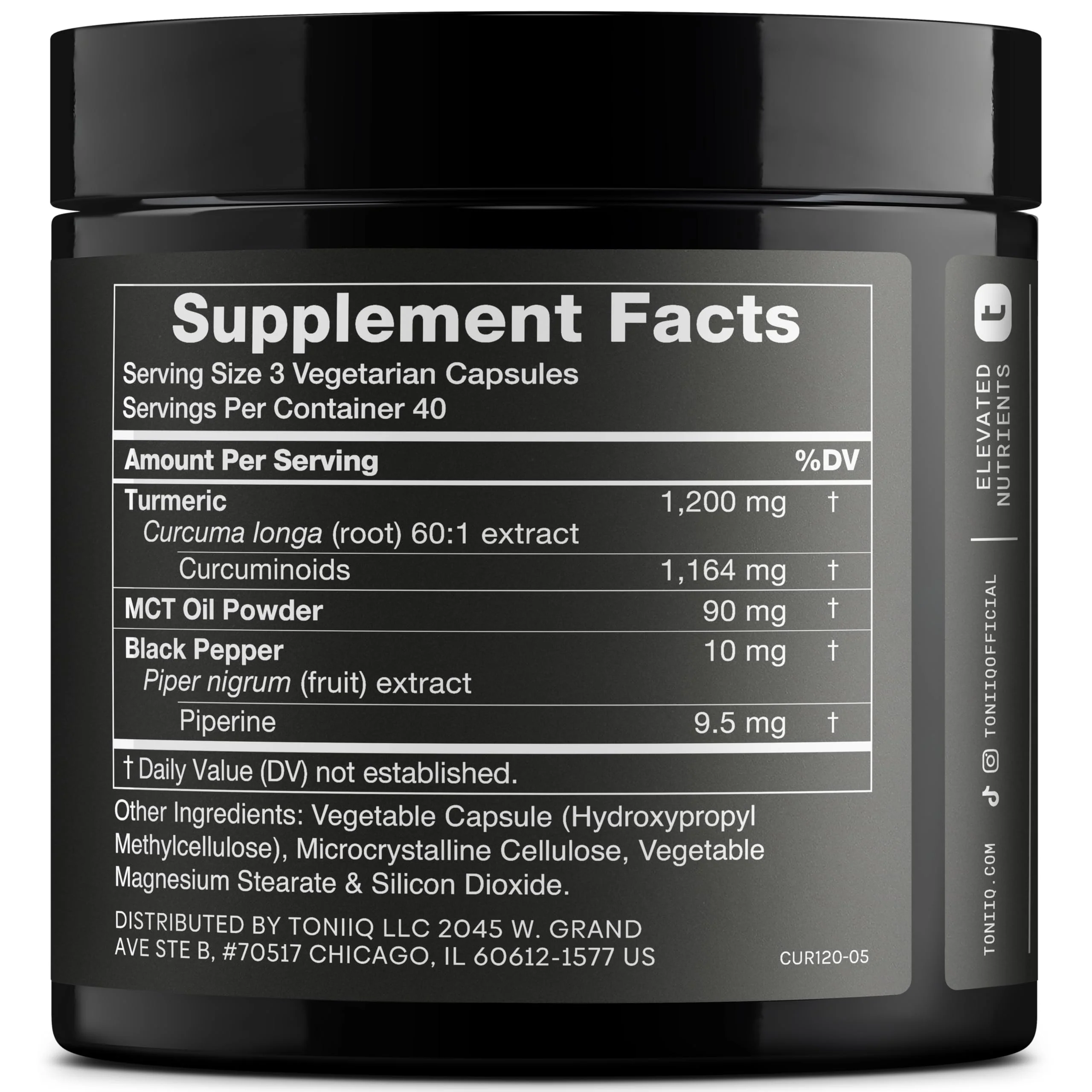 Turmeric Curcumin - Ultra High Potency 60:1 Extract with 97% Curcuminoids - 1200mg Per Serving - Black Pepper & MCT Oil for Enhanced Absorption - Third-Party Lab Tested - 120 Capsules - Image 8