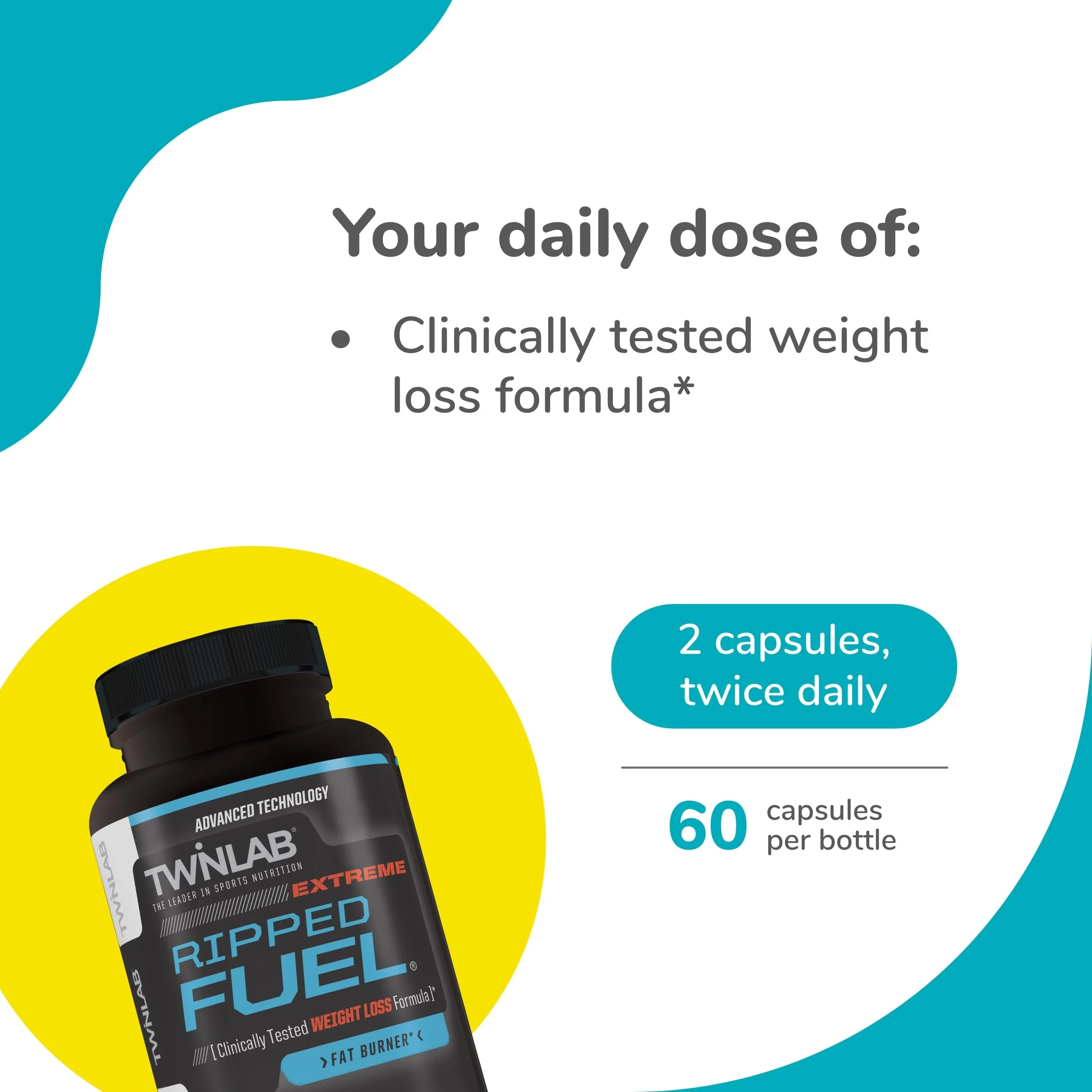 Twinlab Ripped Fuel Extreme - Energy Supplement to Support Weight Management & Muscle Health - 60 Capsules - Image 6