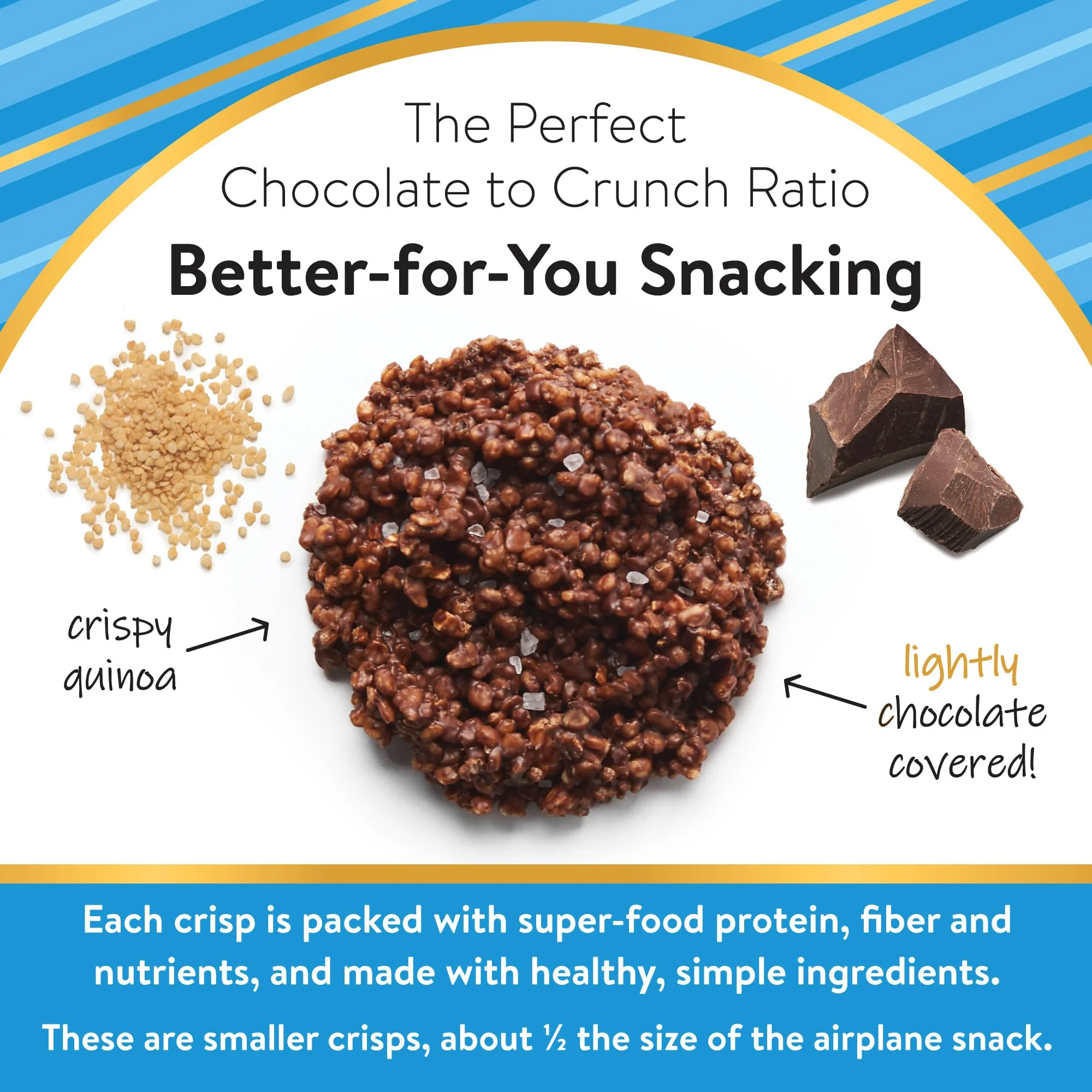 Undercover Snacks Chocolate Quinoa Crisps Snacks - Dark Chocolate + Sea Salt | 70-Count, Individually Wrapped Crisps | Gluten Free, Nut-Free, Allergen Friendly, Kosher, Plant-Based, NOT AIRLINE SIZE - Image 5