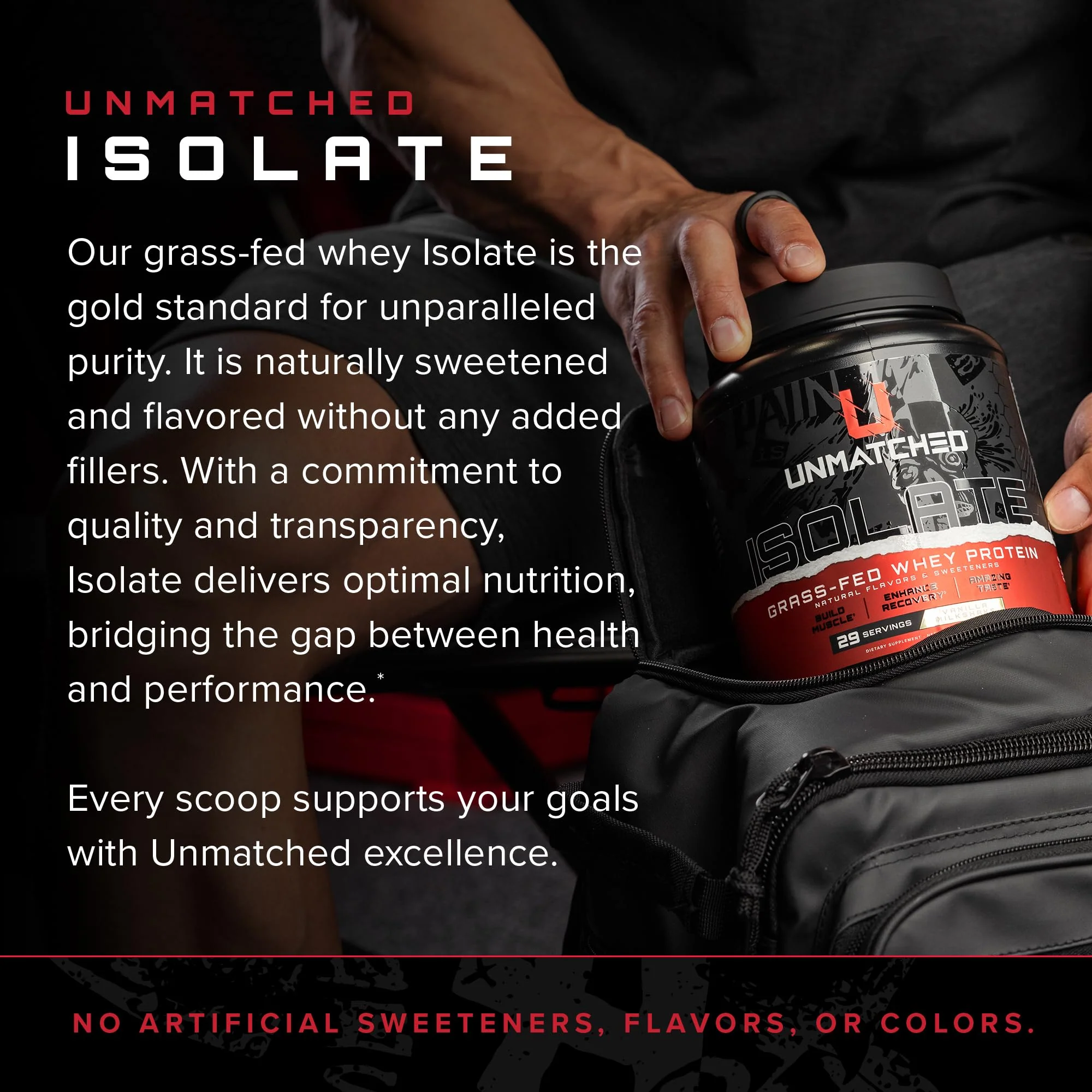 Unmatched Isolate Grass Fed Whey Protein | Muscle Build & Recovery | Gluten & Lactose Free | Natural Flavors & Sweeteners | 24g Protein | 29 Servings (Vanilla Milkshake) - Image 5