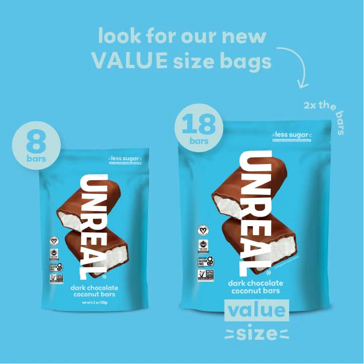 UNREAL Dark Chocolate Coconut Bars (3 Value Size Bags) | Vegan, 3g Sugar, & 3 Simple Ingredients | Non-GMO, Gluten Free, & Fair Trade | 9.5oz each - Image 3