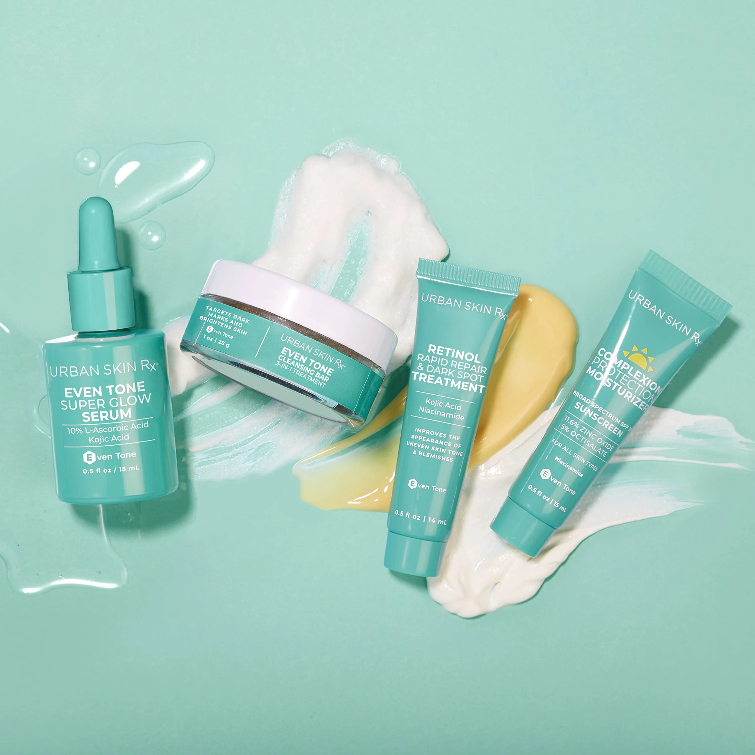 Urban Skin Rx® Even Tone Essentials Daily Regimen Starter Kit, Includes 3-in-1 Cleansing Bar, Super Glow Serum, Retinol Rapid Repair & Dark Spot Treatment + Complexion Protection SPF 30 Moisturizer - Image 5