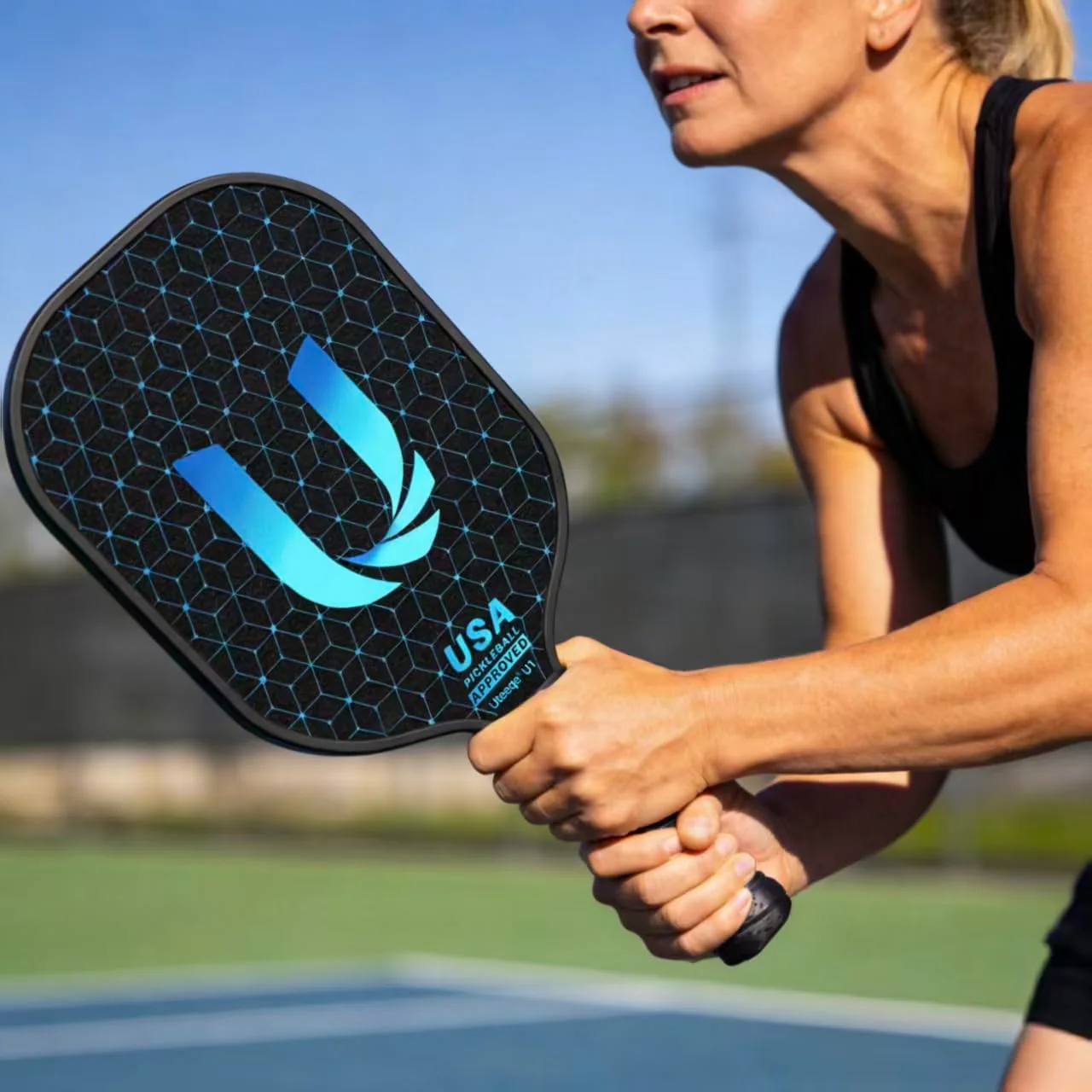 Uteeqe Pickleball Paddles Set of 2, Graphite, Thermoformed One-Mold, Semi-Textured for Extra Grit & Spin, Lightweight, USAPA Approved, Non-Slip, 4.25-Inch Grip, 4 Outdoor Balls & Carry Bag - Image 2