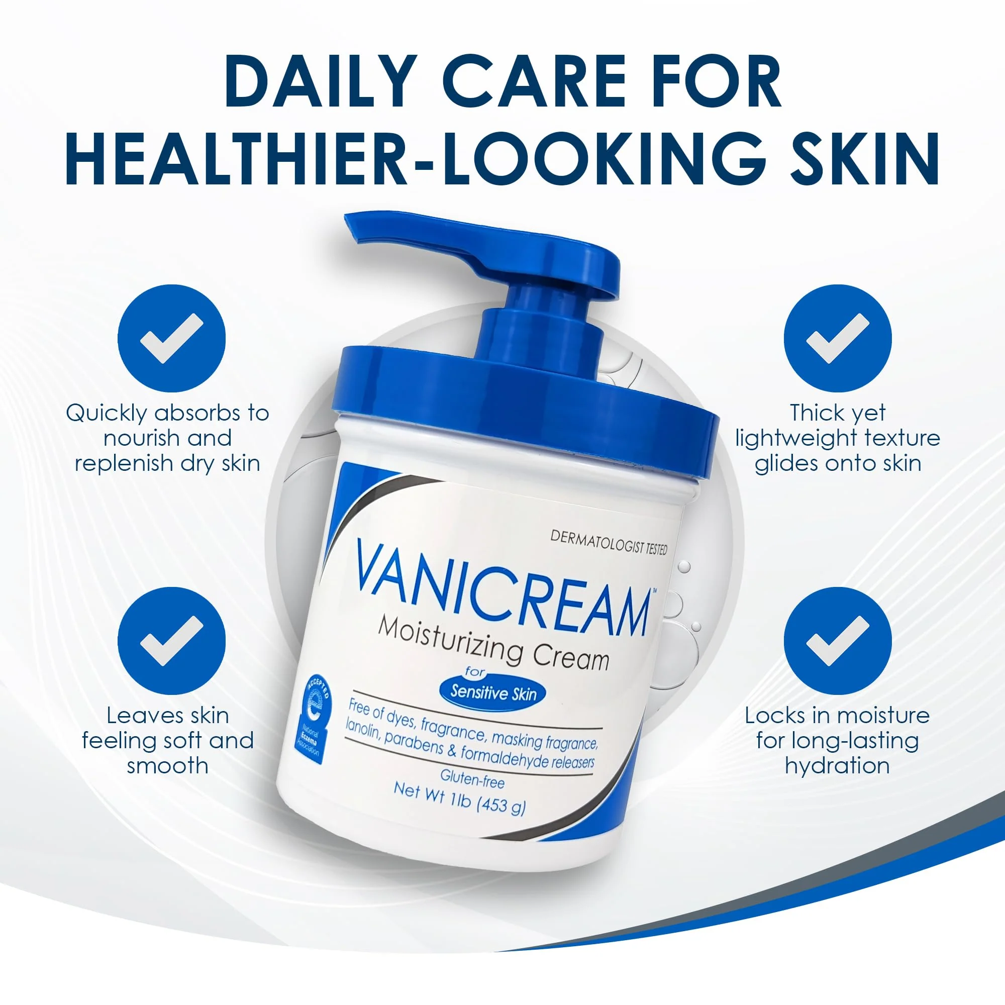 Vanicream Moisturizing Skin Cream with Pump Dispenser - 16 fl oz (1 lb) - Moisturizer Formulated Without Common Irritants for Those with Sensitive Skin - Image 7