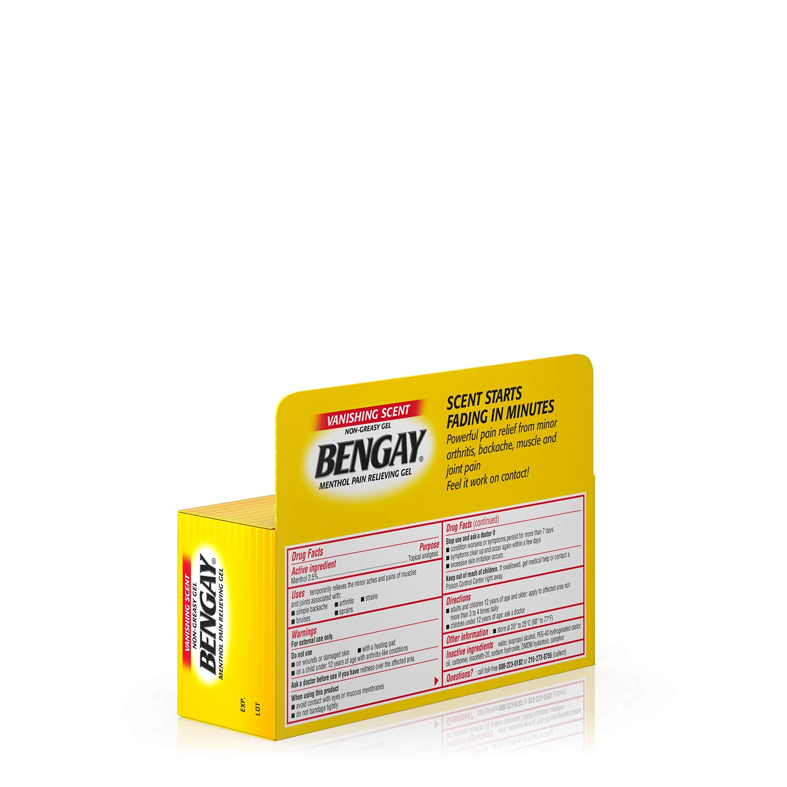 Vanishing Scent Bengay Relief Gel, Non-Greasy Topical Reliever with Cooling Menthol, 2 oz - Image 5