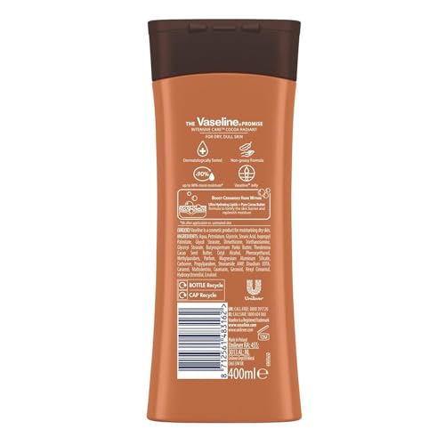 Vaseline Cocoa Radiant 2-Pack – Intensive Care Moisturizing Hand and Body Lotion with Ultra-Hydrating Lipids, Pure Cocoa Butter, 10 Oz Ea - Image 8