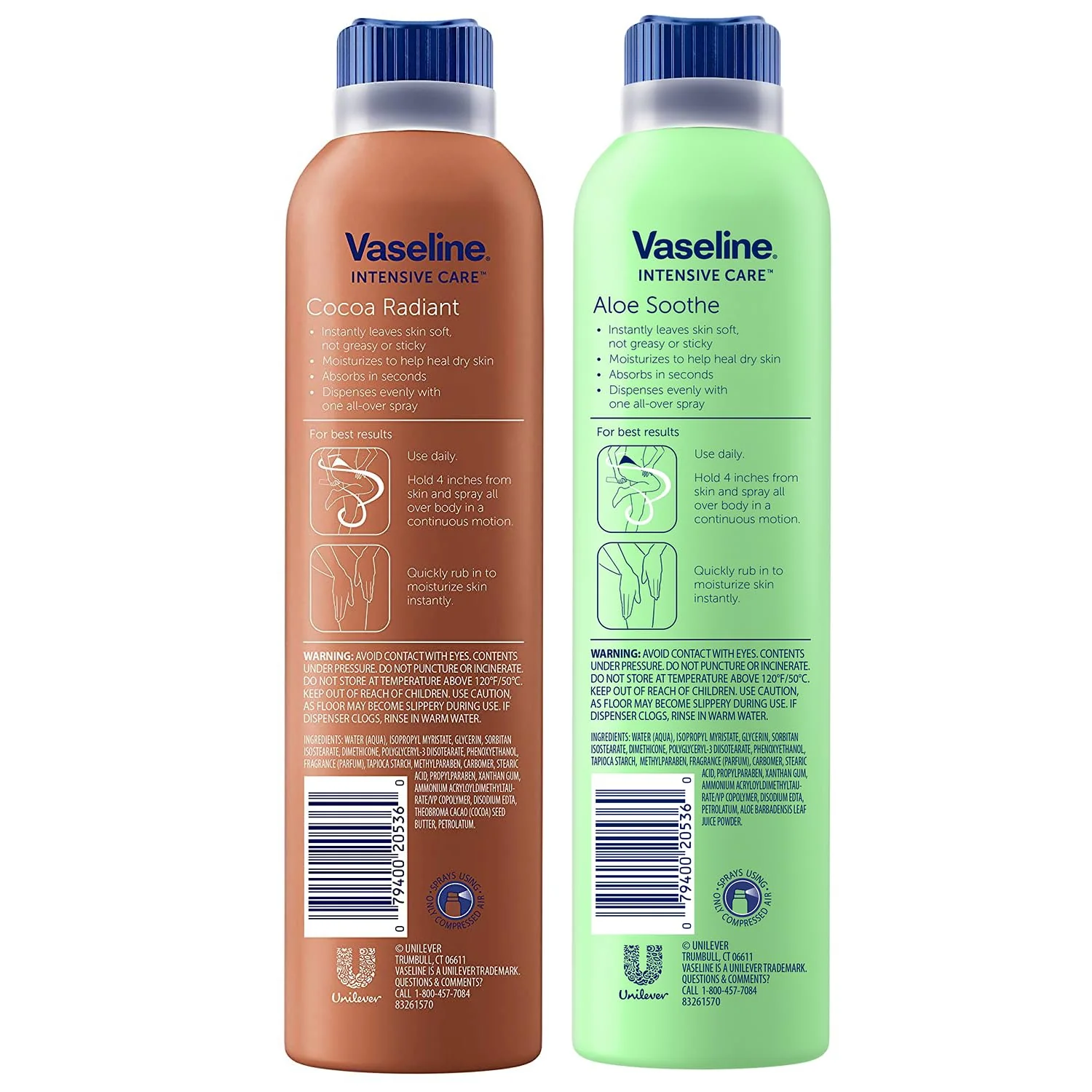 Vaseline Cocoa Radiant+ Aloe Soothe Spray Variety 2-Pack – Non-Greasy, Fast-Absorbing All-Over Moisturizer for Dry Skin, 6.5 Oz Ea - Image 3