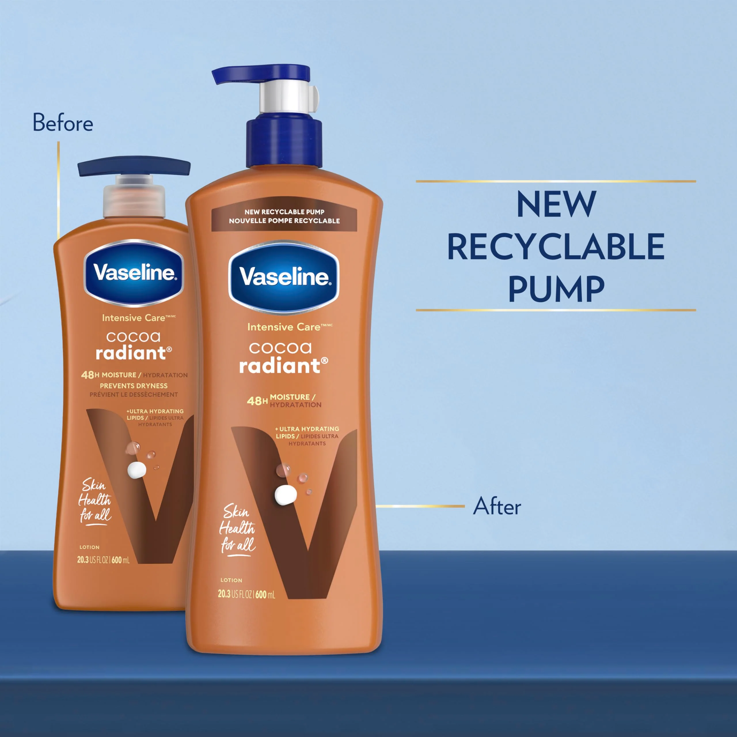 Vaseline Intensive Care Body Lotion Cocoa Radiant 3 count for Dry Skin Lotion Made with Ultra-Hydrating Lipids and Pure Cocoa Butter for a Long-Lasting, Radiant Glow 20.3 Oz - Image 6