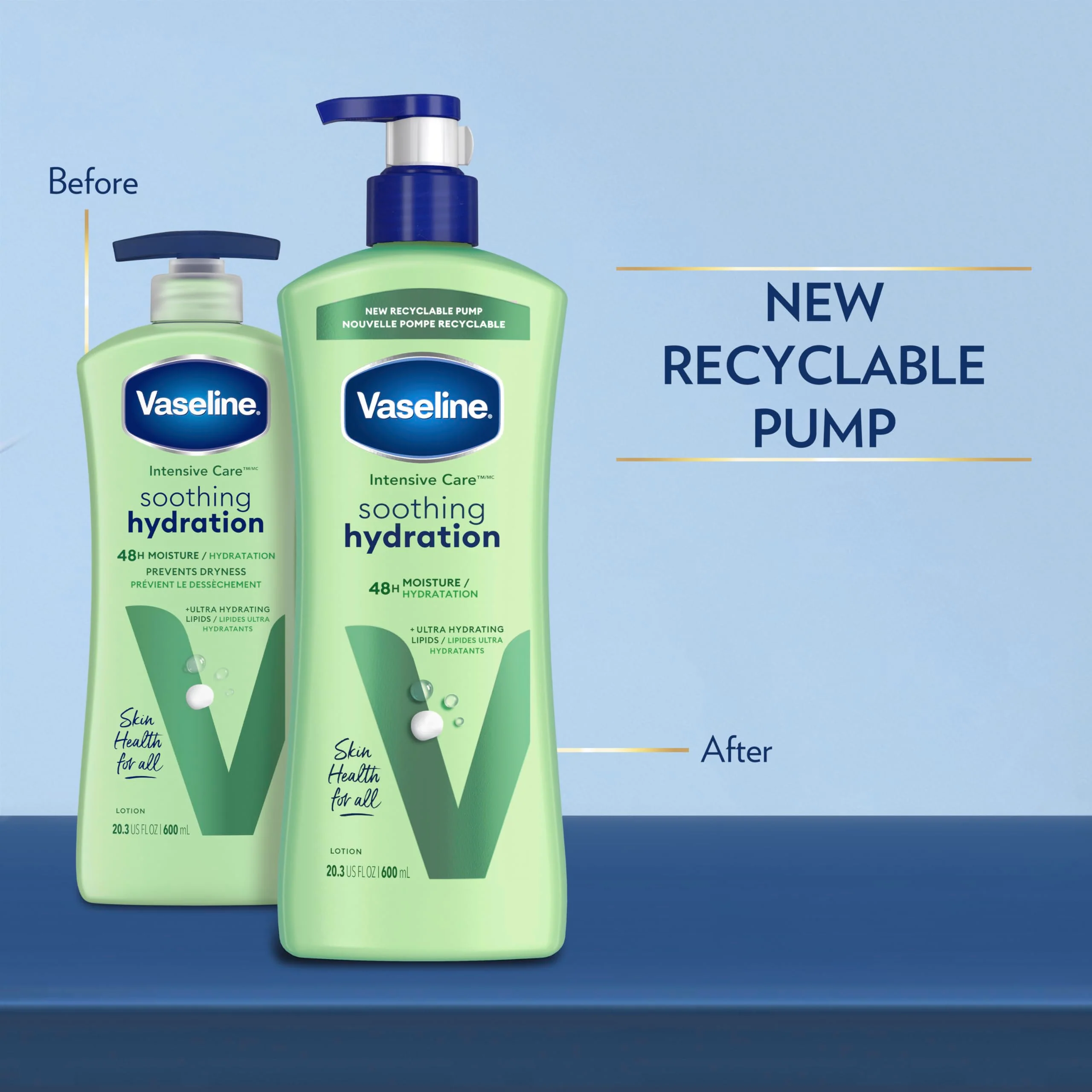 Vaseline Intensive Care Body Lotion for Dry Skin Soothing Hydration Lotion Made with Ultra-Hydrating Lipids + 1% Aloe Vera Extract to Refresh Dehydrated Skin 20.3 oz, Pack of 3 (packaging May Vary) - Image 8