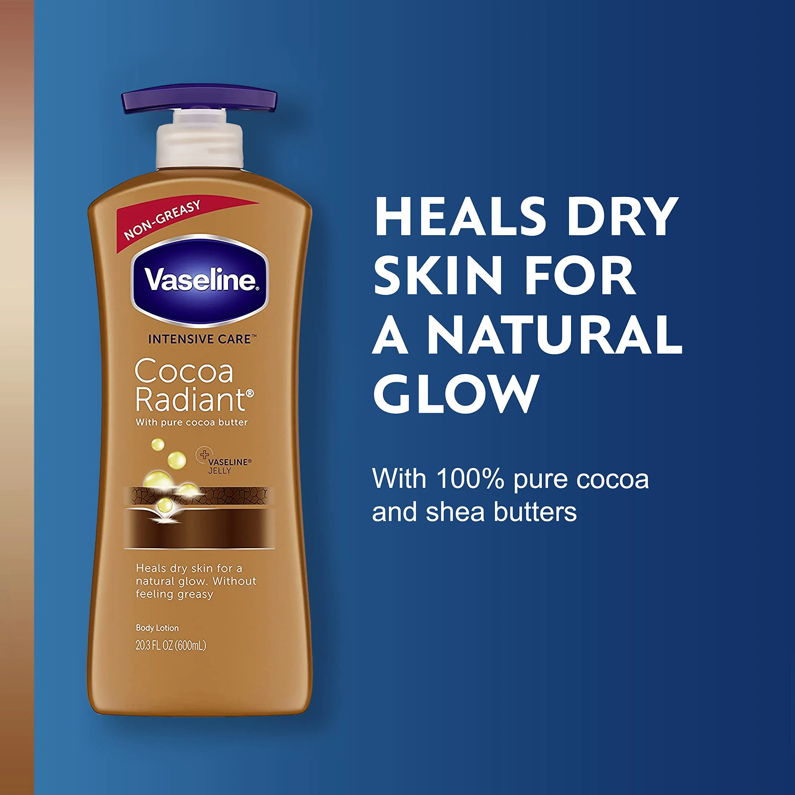 Vaseline Intensive Care Cocoa Radiant Lotion, 20.3 oz Bundled with Moisturizing Healing Jelly Butter, 7.5 and Shimmer Stick, 1.4 oz, Moisturized Skin Light Scent - Image 7