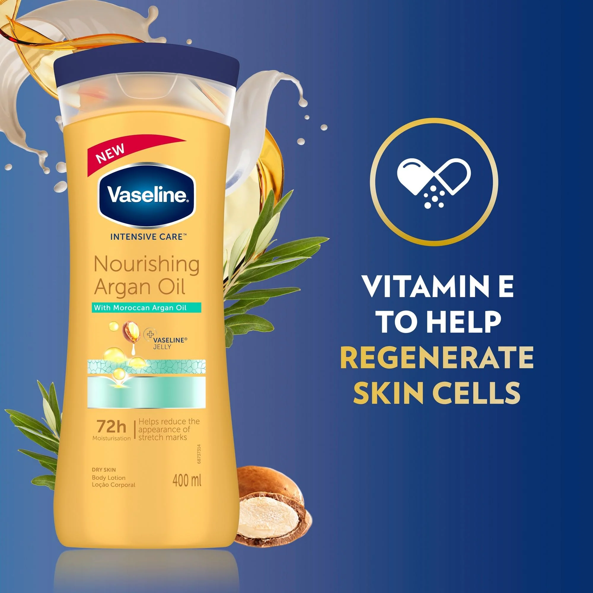 Vaseline Intensive Care Nourishing Argan Oil Lotion, 72h Protection, 400ml - Image 4