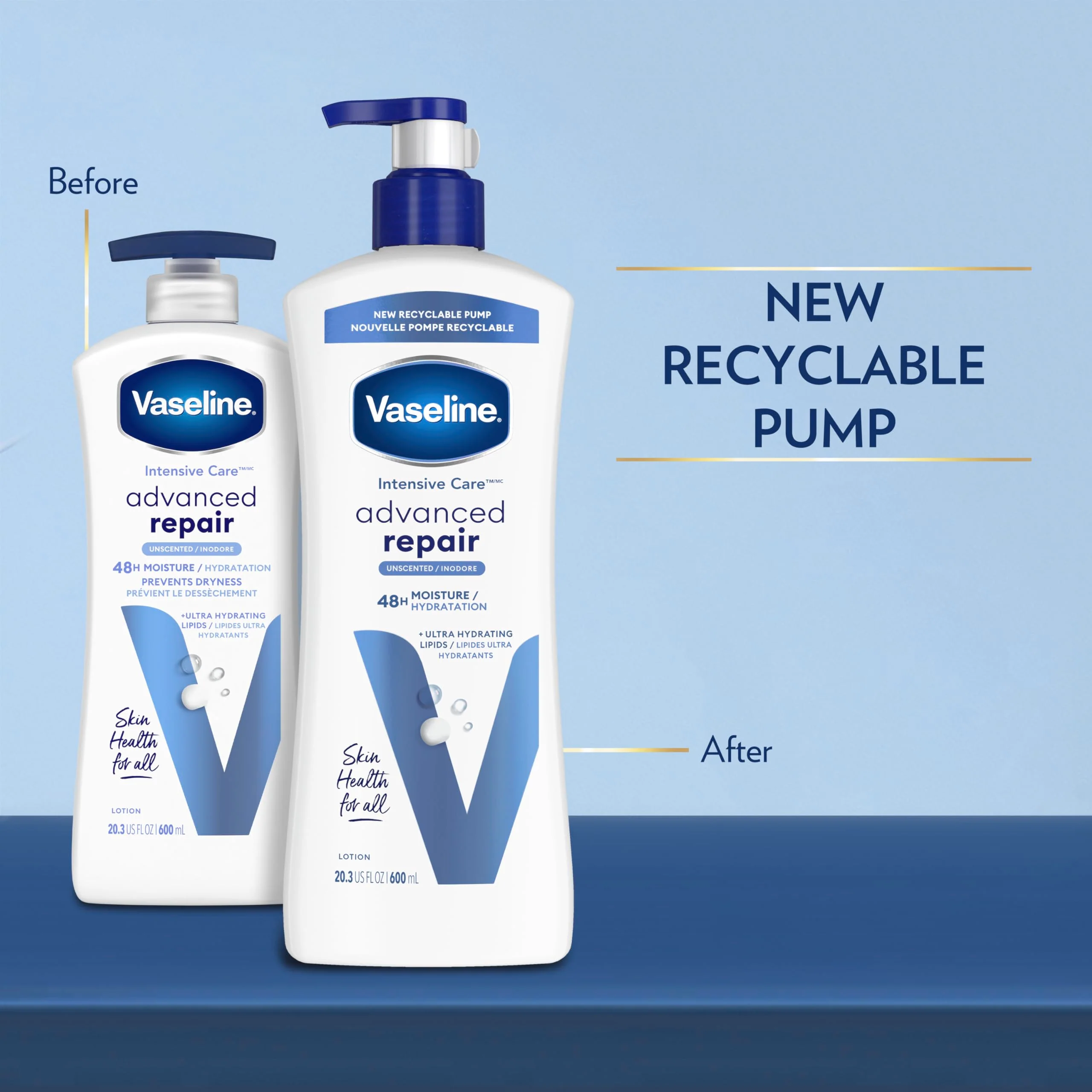 Vaseline Intensive Care Unscented Advanced Repair Body Lotion - Ultra-Hydrating with Lipids for Extremely Dry Skin, 20.3 oz, Pack of 3 - Image 9