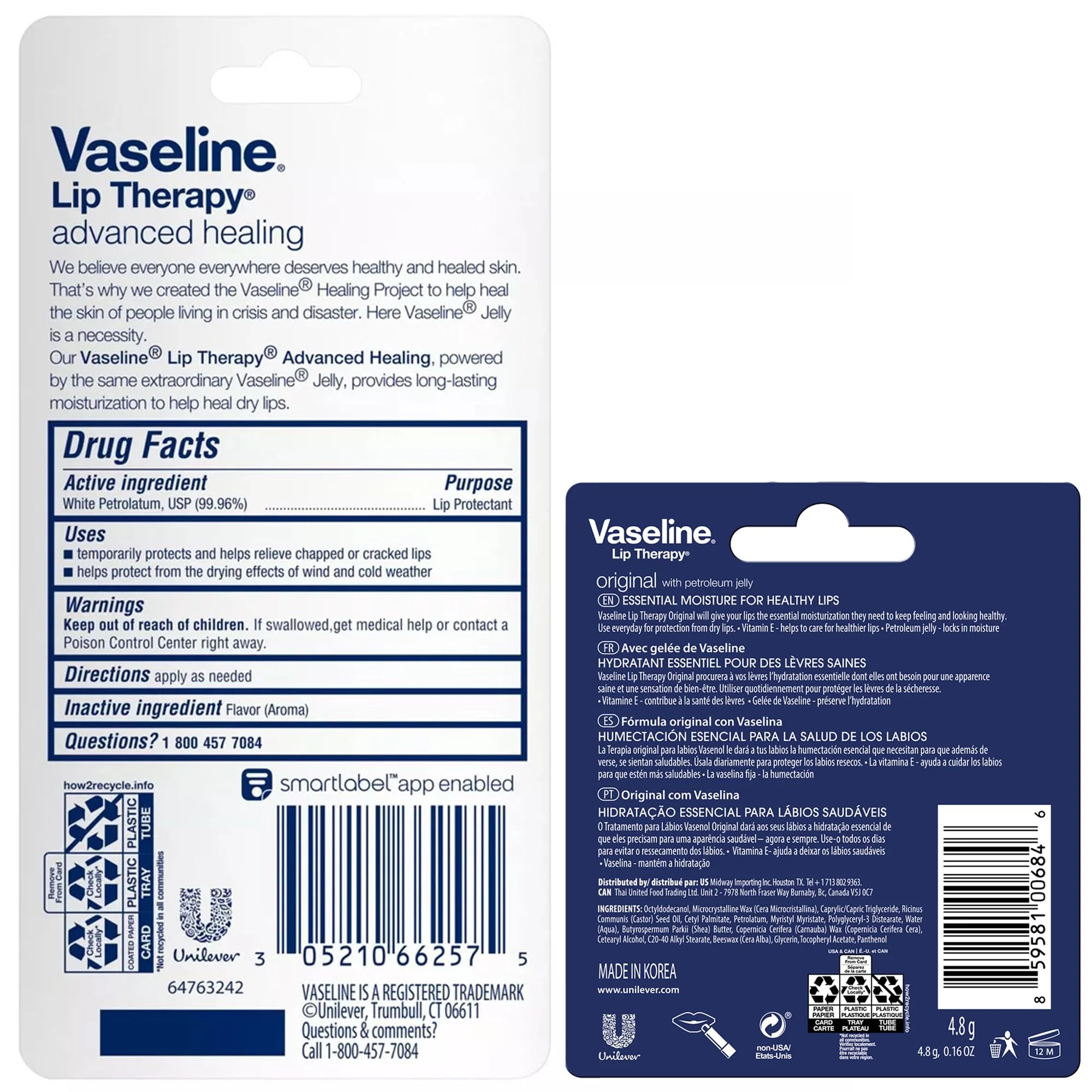 Vaseline Lip Therapy Advanced Healing Lip Balm Tube 12-Pack – White Petroleum Lip Protectant, 0.25 Oz Ea - Image 4
