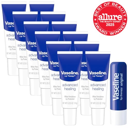 Vaseline Lip Therapy Advanced Healing Lip Balm Tube 12-Pack – White Petroleum Lip Protectant, 0.25 Oz Ea - Image 5
