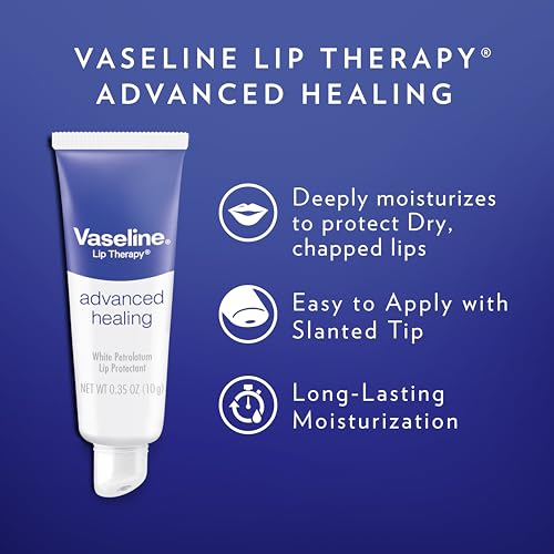 Vaseline Lip Therapy Advanced Healing Lip Balm Tube 2-Pack – White Petroleum Protectant, Moisturizer for Dry Lips, 0.35 Oz Ea - Image 3