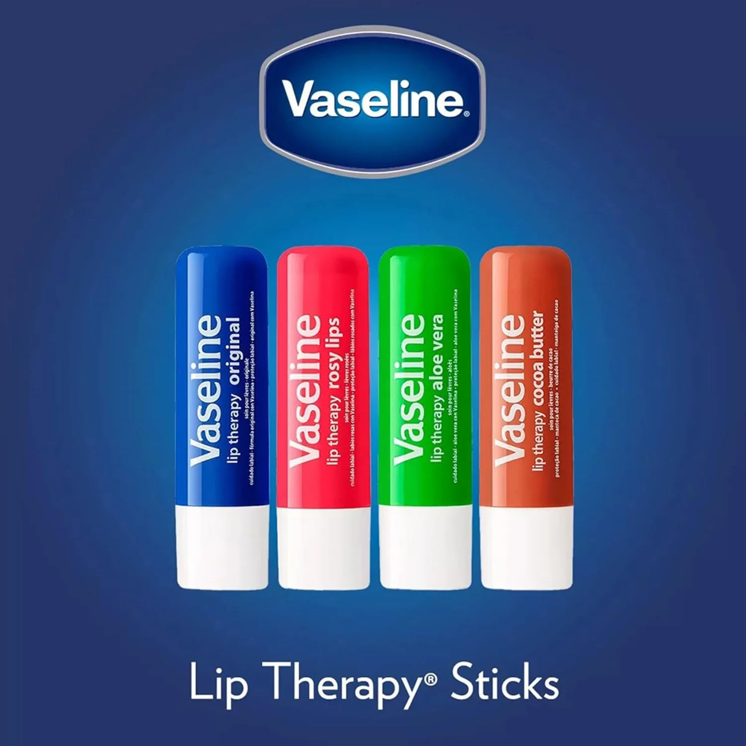 Vaseline Lip Therapy Variety 4-Pack, Moisturizing Lip Balm with Vitamin E, 0.16 Oz Ea - Image 2