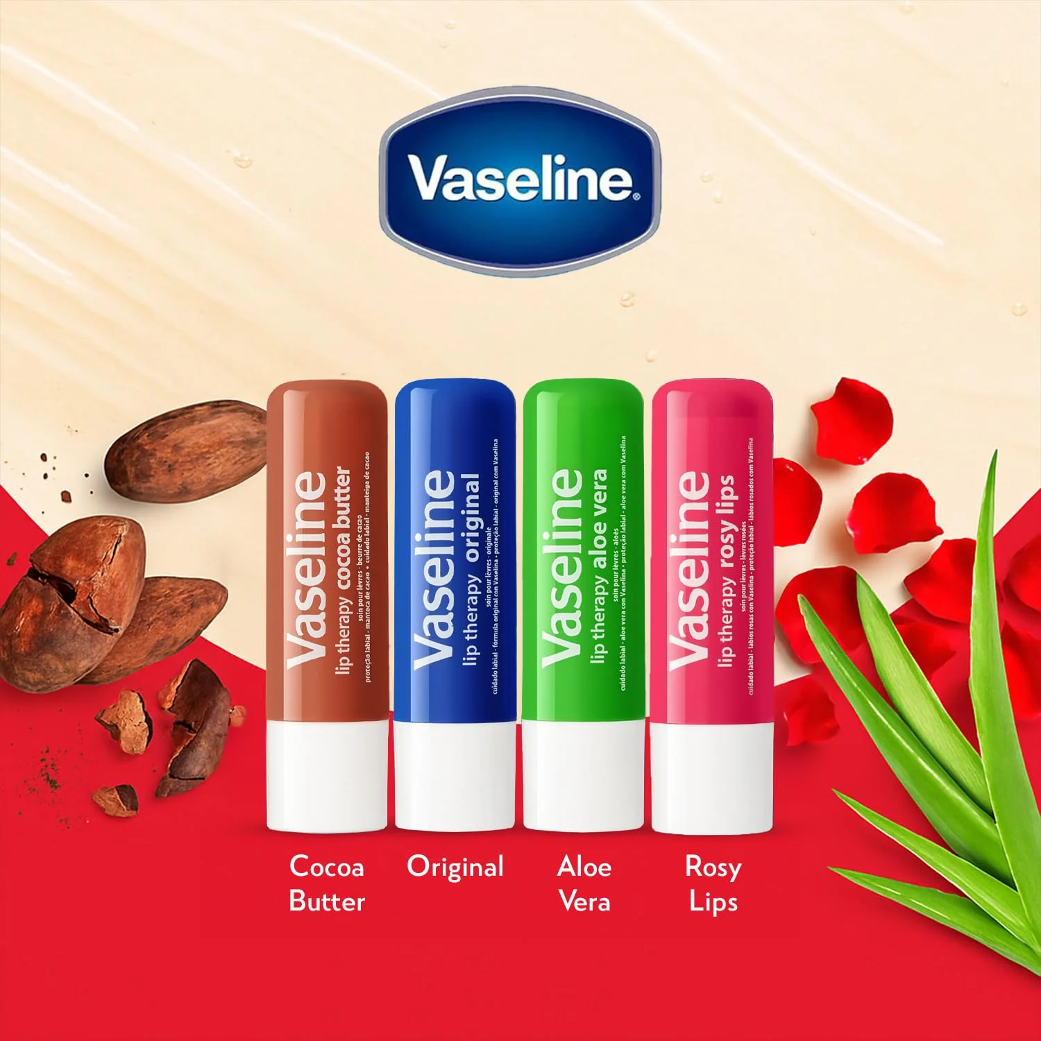 Vaseline Lip Therapy Variety 4-Pack, Moisturizing Lip Balm with Vitamin E, 0.16 Oz Ea - Image 7