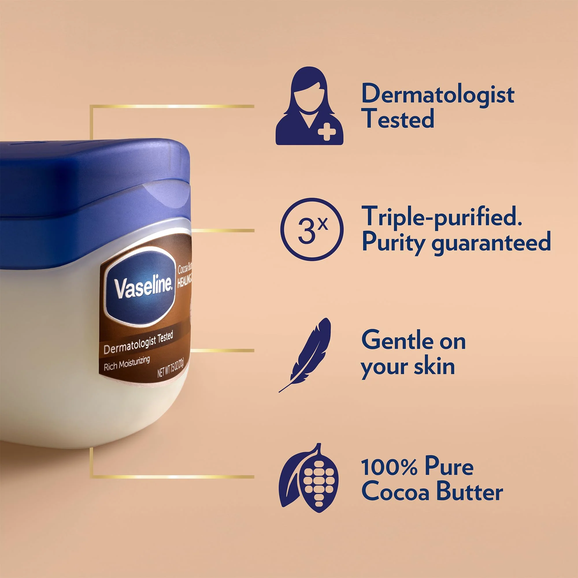 Vaseline Original & Cocoa Butter Healing Jelly Travel-Size Variety 4-Pack – Rich Moisturizing Ointment, Skin Protectant for Soothing Cracked, Dry Skin, 1.75 Oz Ea - Image 4