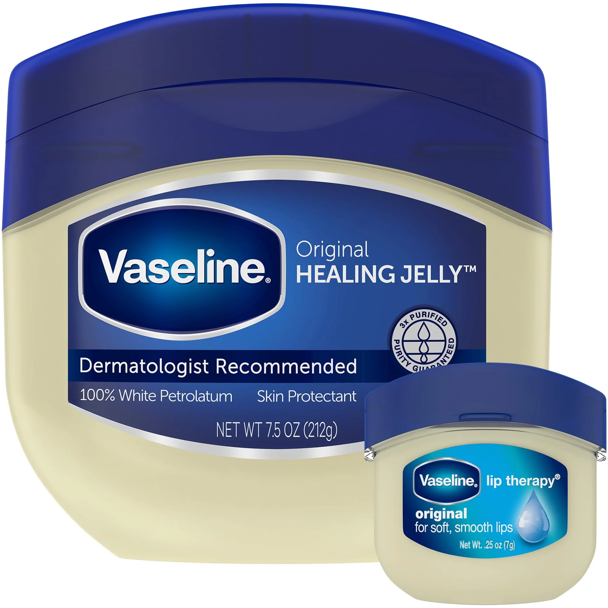 Vaseline Original Healing Jelly, Skin Protectant with 100% White Petrolatum + Lip Therapy for Soft, Smooth Lips