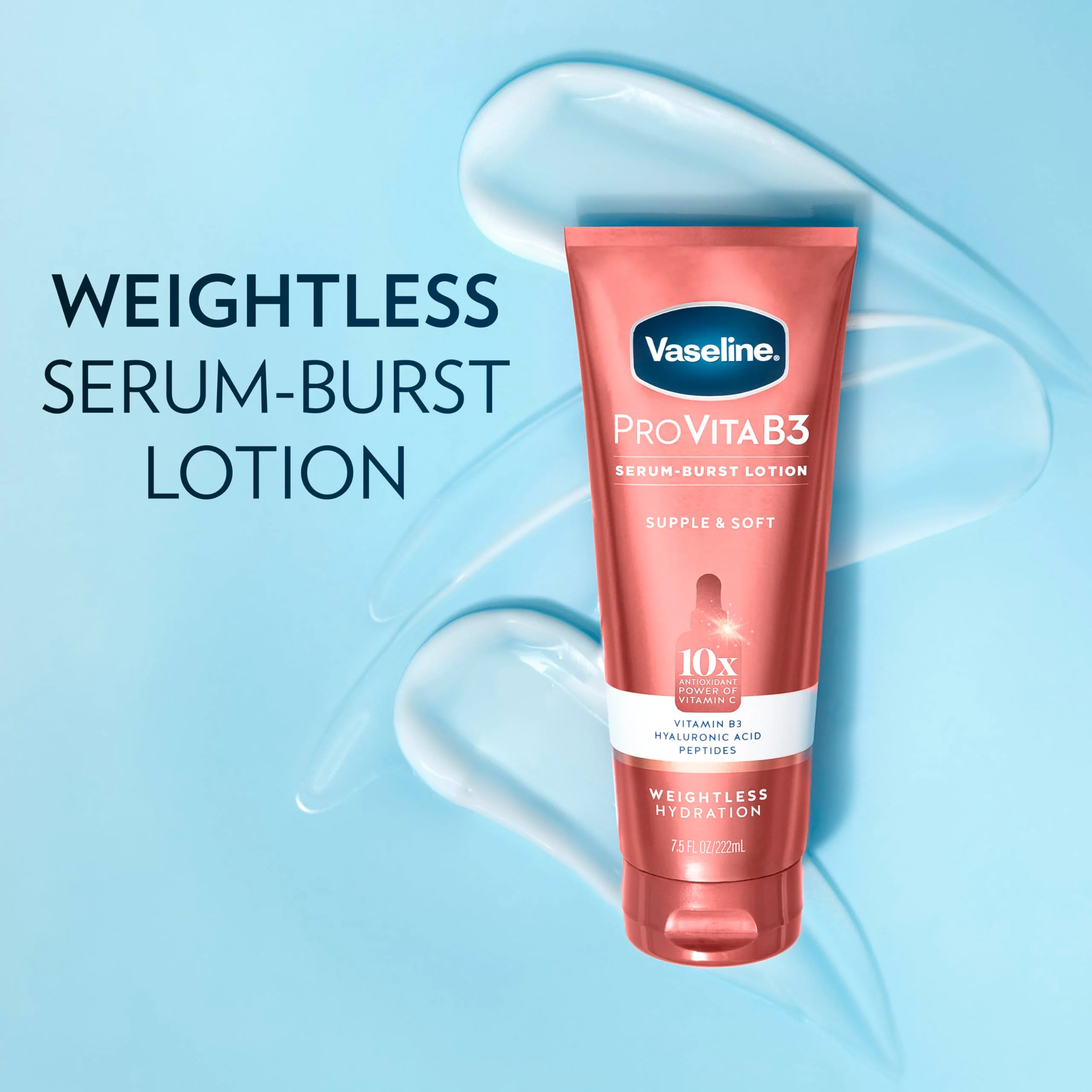 Vaseline Pro VitaB3 Serum Burst Lotion Supple & Soft Healthy, Hydrated Skin, Lightweight 10x Antioxidant Power of Vitamin C with Vitamin B3, Hyaluronic Acid & Peptides, 7.5 fl oz - Image 7