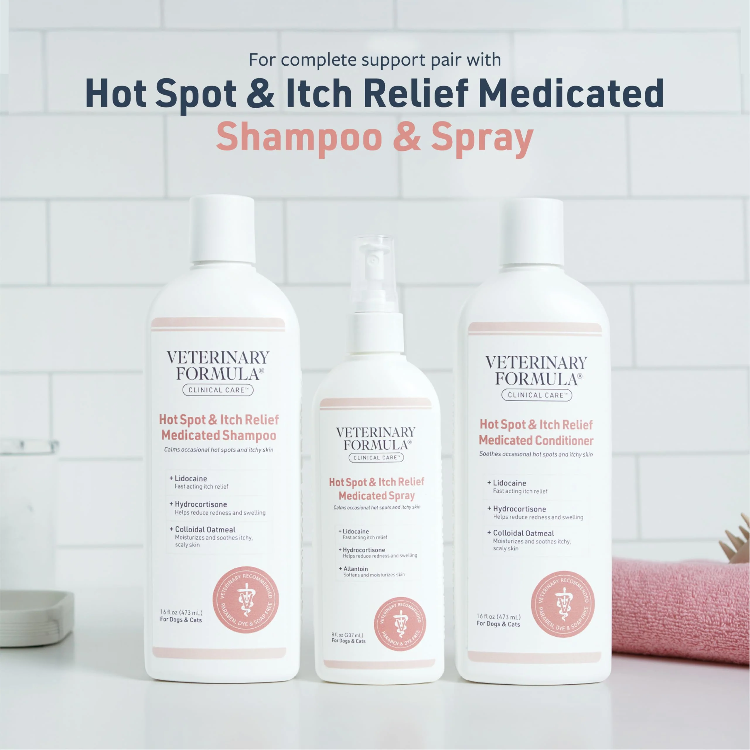 Veterinary Formula Clinical Care Hot Spot & Itch Relief Cat & Dog Medicated Conditioner, 16 oz – Oatmeal Conditions Skin for a Lustrous Coat, Formulated to Help Alleviate Itchy Skin - Image 3