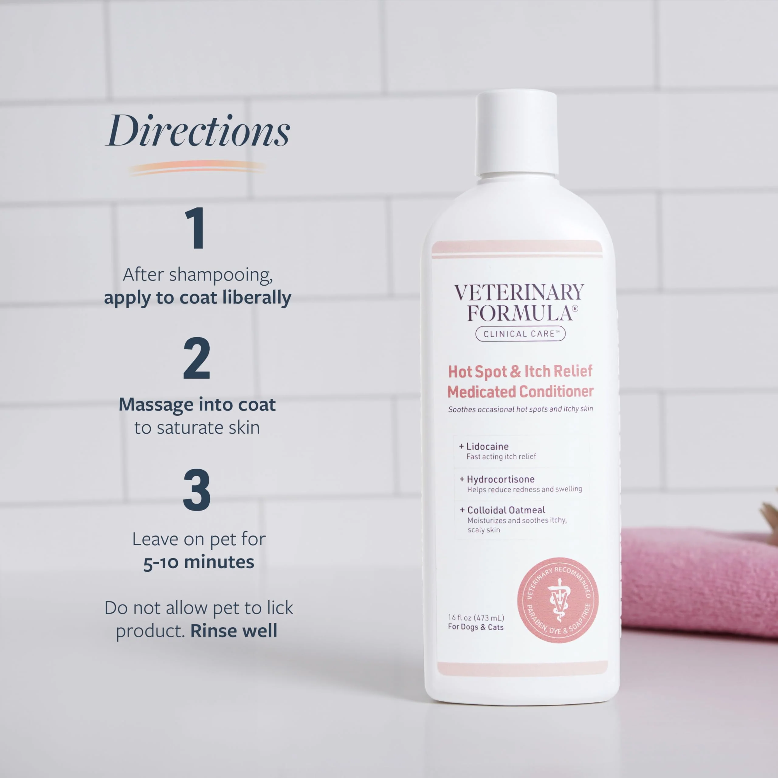 Veterinary Formula Clinical Care Hot Spot & Itch Relief Cat & Dog Medicated Conditioner, 16 oz – Oatmeal Conditions Skin for a Lustrous Coat, Formulated to Help Alleviate Itchy Skin - Image 5