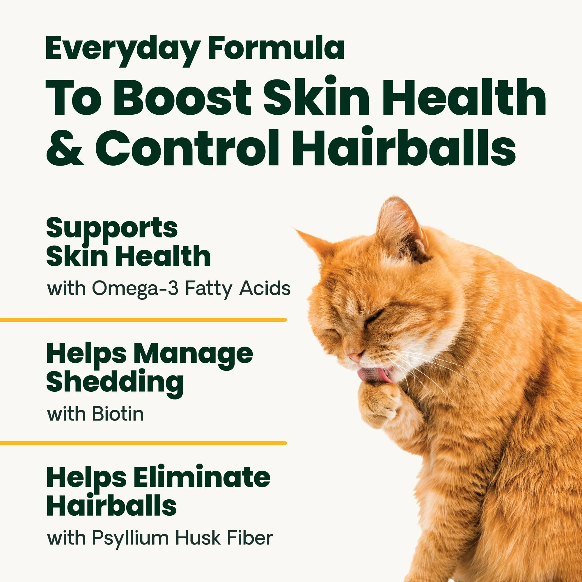 VetriScience Hairball Control Chews for Cats, Omega-3 and Fiber Supplement, Support Digestion and Skin and Coat, Tasty Small Bites, Chicken, 60 Count - Image 9