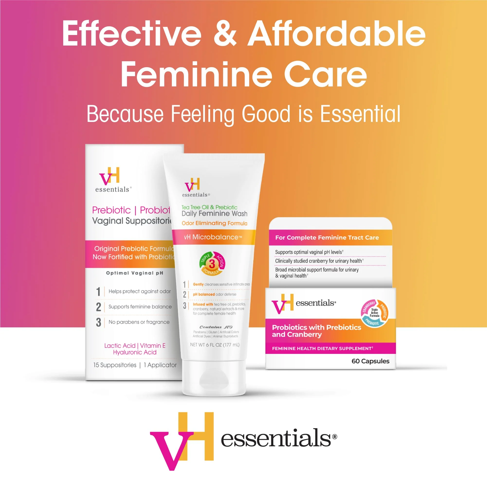 vH Essentials Probiotics for Women with Prebiotics, Cranberry & Vitamin C - 60 Capsules (30 Day Supply) - Women's Probiotics Support Gut Balance, Feminine Health & Urinary Tract Health for Women - Image 4