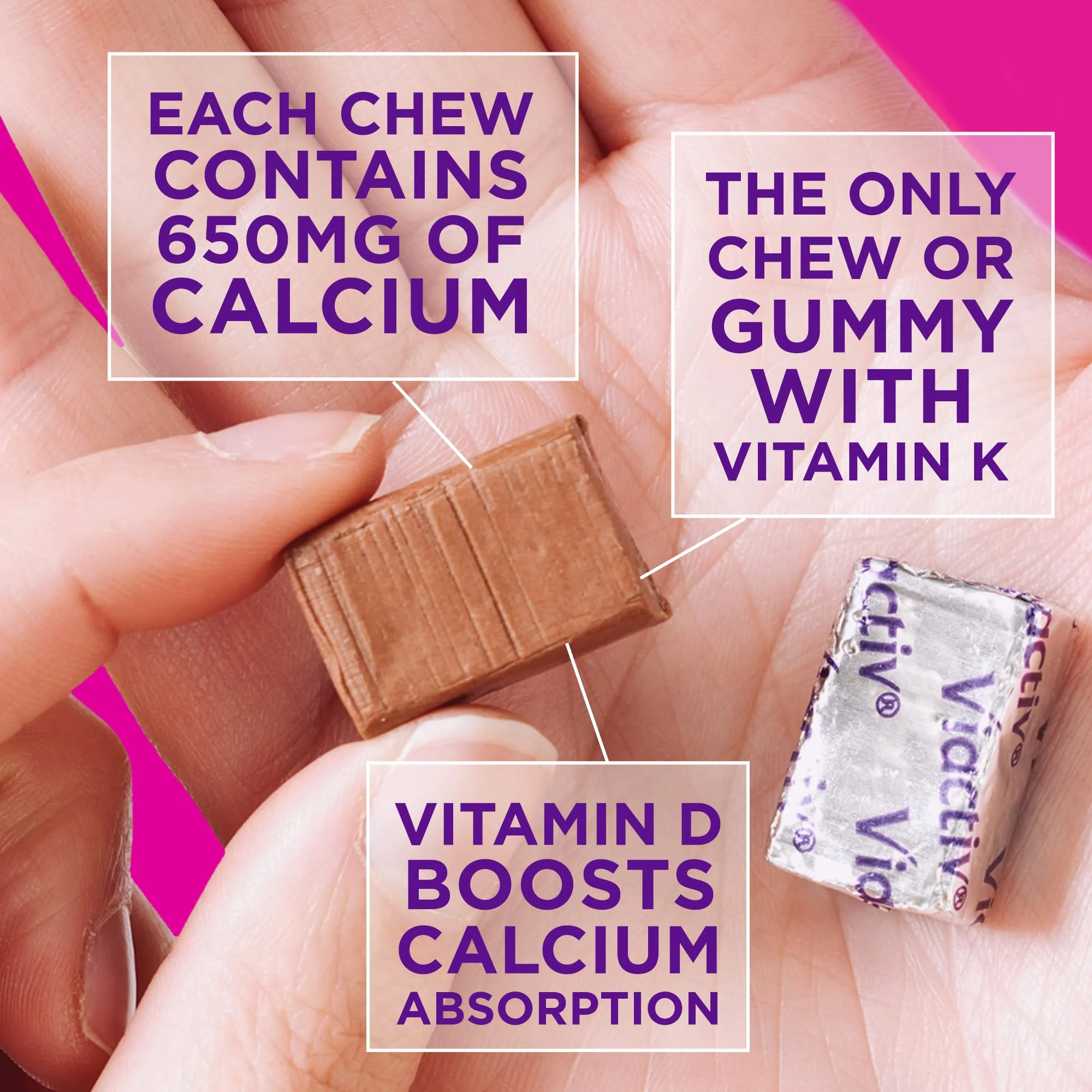 Viactiv Calcium +Vitamin D3 Supplement Soft Chews, Milk Chocolate, 60 Chews - Calcium Dietary Supplement for Bone Health - Image 3