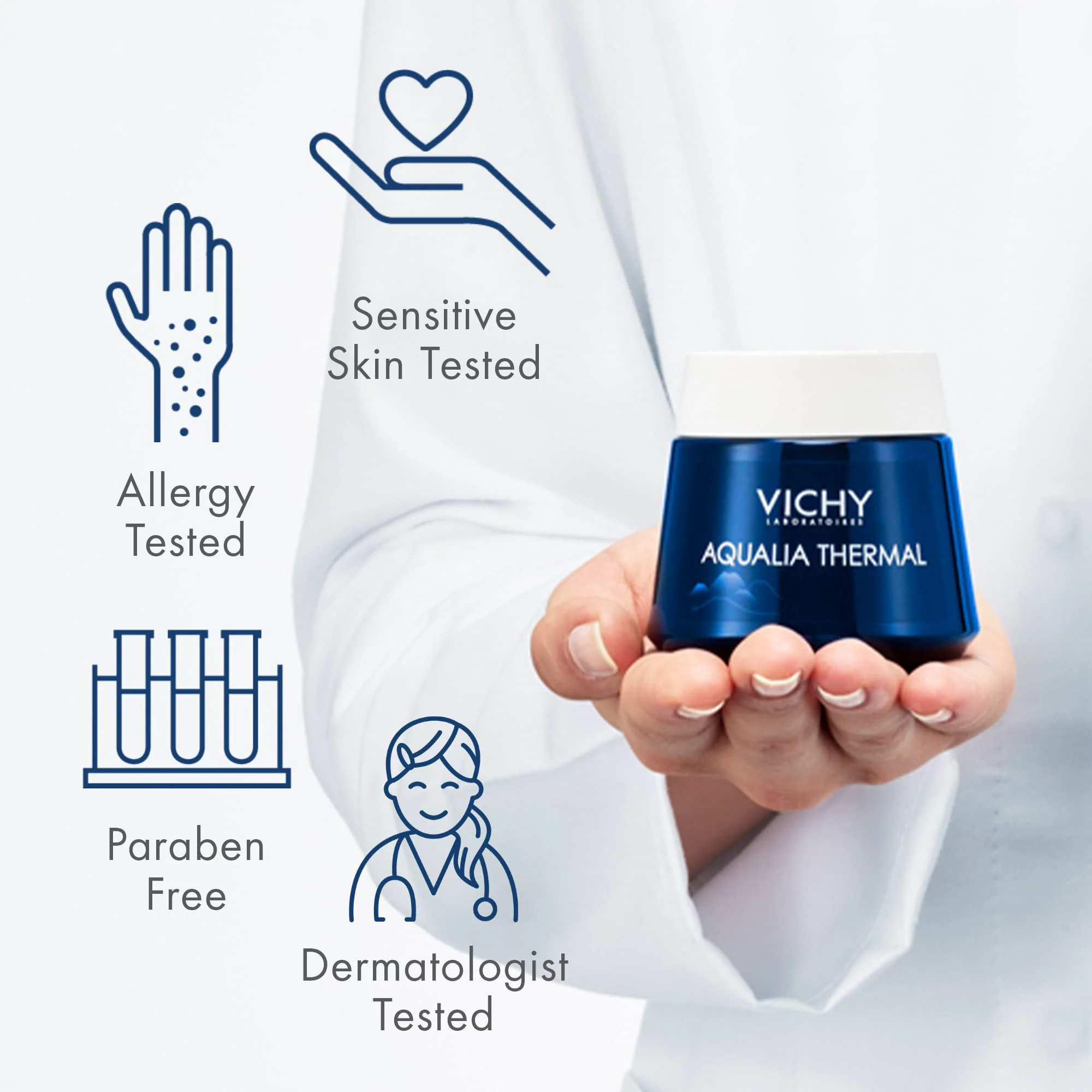 Vichy Aqualia Thermal Spa Face Night Cream and Overnight Mask with Hyaluronic Acid, Moisturizer for Face and Neck, Moisturizing Night Time Anti Wrinkle Cream, Light Scent, Paraben Free - Image 11