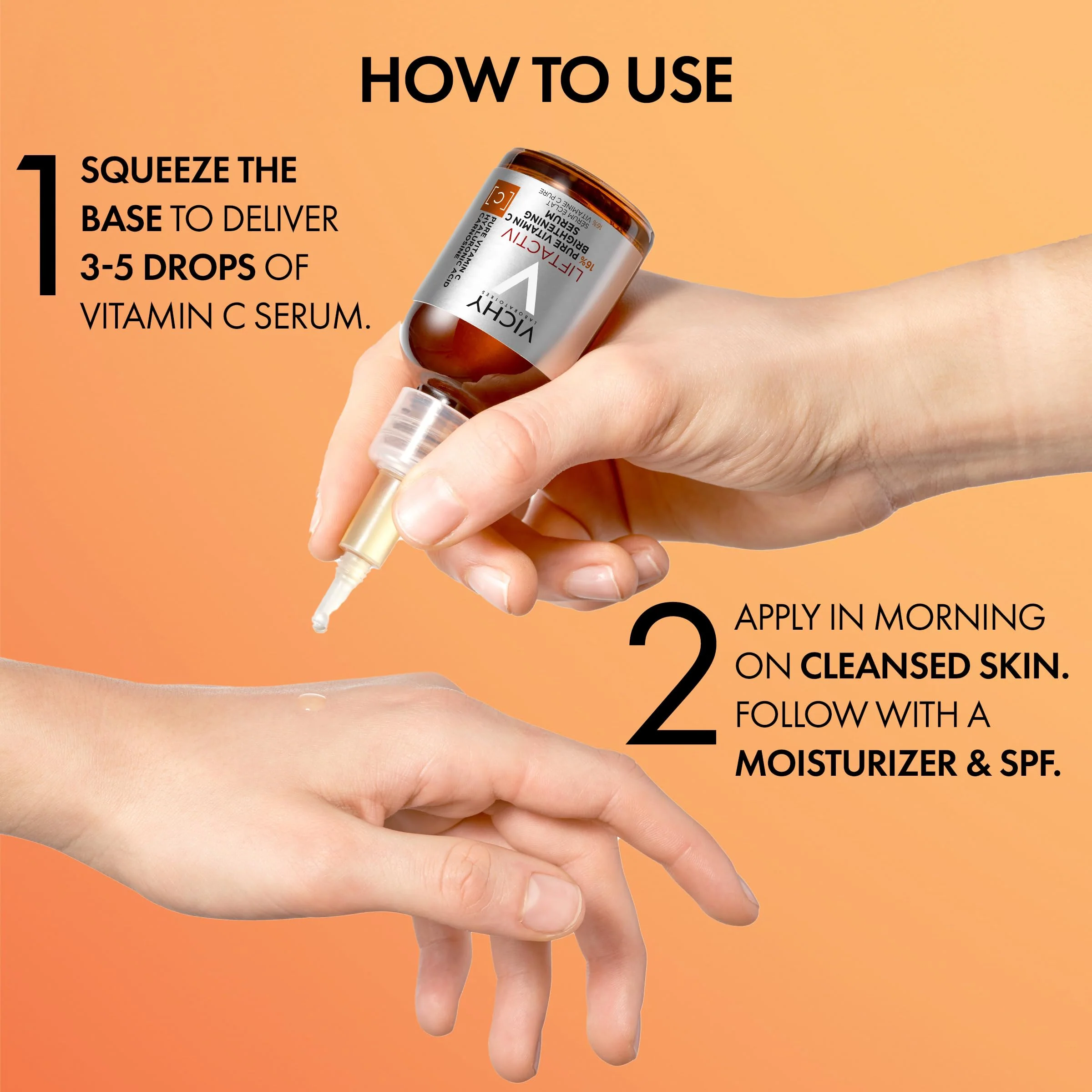 Vichy LiftActiv Vitamin C Serum For Face, Brightening Serum With 16% Pure Vitamin C + Hyaluronic Acid + Vitamin E, Improves Radiance & Firmness, Anti Aging, Protects Skin From Discoloration - Image 4
