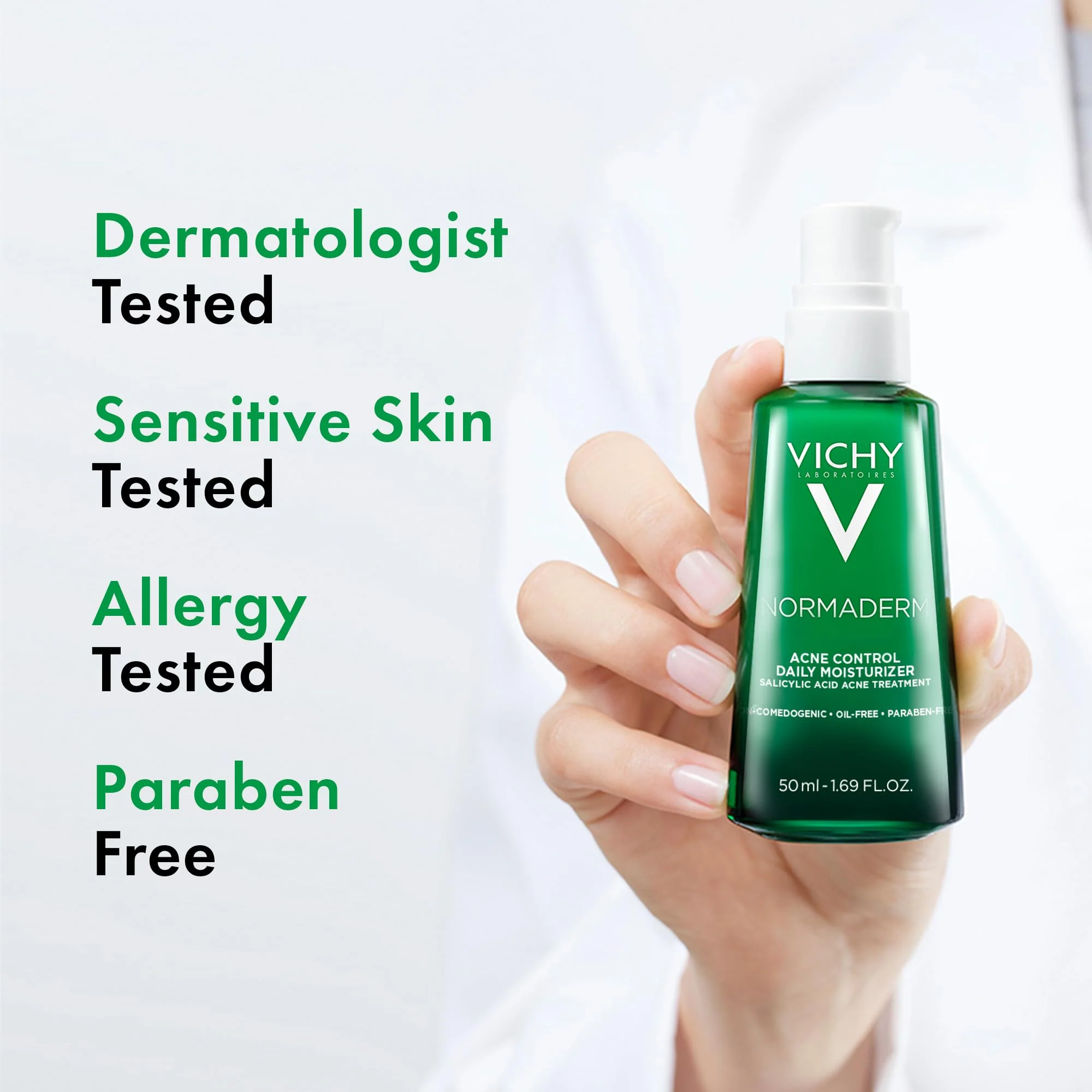 VICHY Normaderm Acne Control Daily Moisturizer, Oil Free Acne Moisturizer For Face, Max Strength 2% Salicylic Acid + Hyaluronic Acid + Vitamin C, Targets Blackheads, Blemishes & Enlarged Pores - Image 5