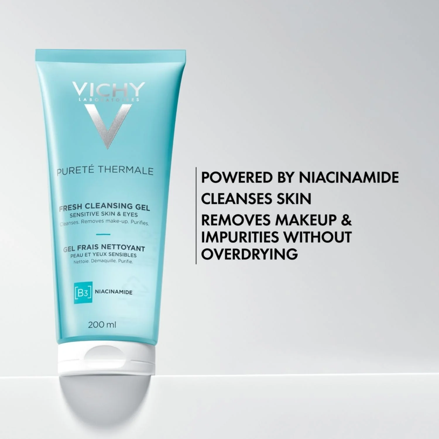 VICHY Pureté Thermale Fresh Cleansing Gel, Formulated With Glycerin, Gentle Gel Cleanser & Makeup Remover, Removes Impurities Without Overdrying, Safe For Sensitive Skin & Eyes 6.7 Fl Oz (Pack of 1) - Image 4