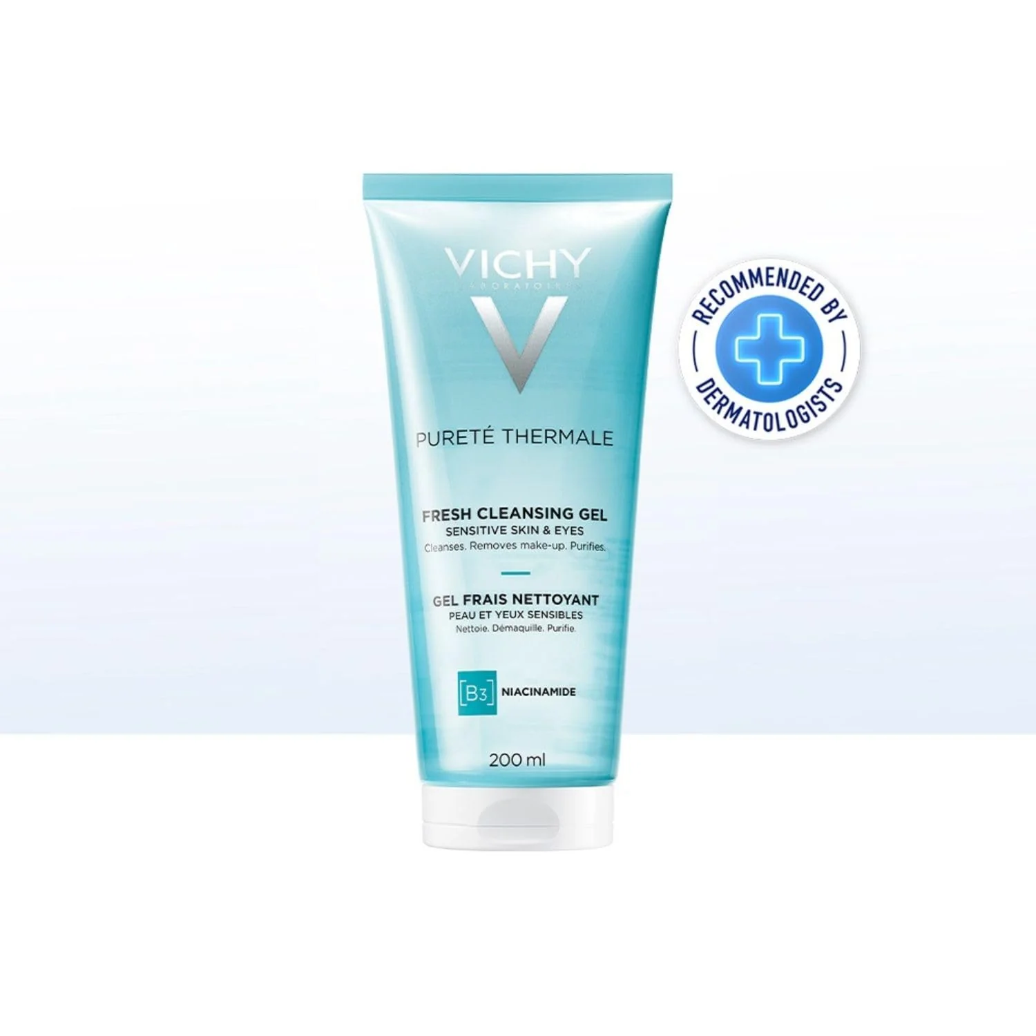 VICHY Pureté Thermale Fresh Cleansing Gel, Formulated With Glycerin, Gentle Gel Cleanser & Makeup Remover, Removes Impurities Without Overdrying, Safe For Sensitive Skin & Eyes 6.7 Fl Oz (Pack of 1) - Image 5