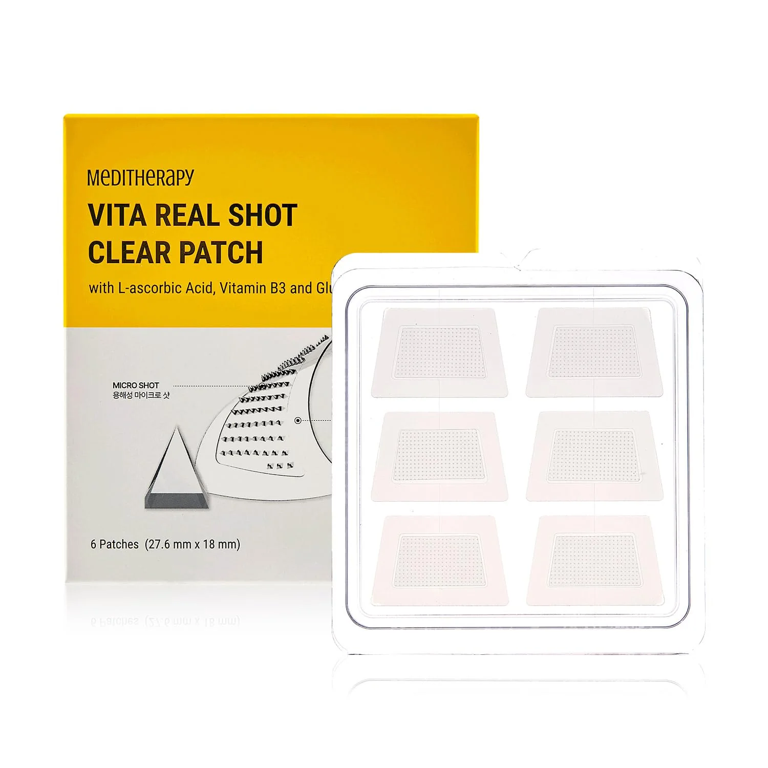 Vita Real Shot Clear Patch - Dark Spot Remover for Face, Hydrocolloid Patch for Acne and Blemish Marks - Melting Needle Tips with Vitamin C, Glutathione, and Niacinamide - Pigmentation Treatment - 6EA