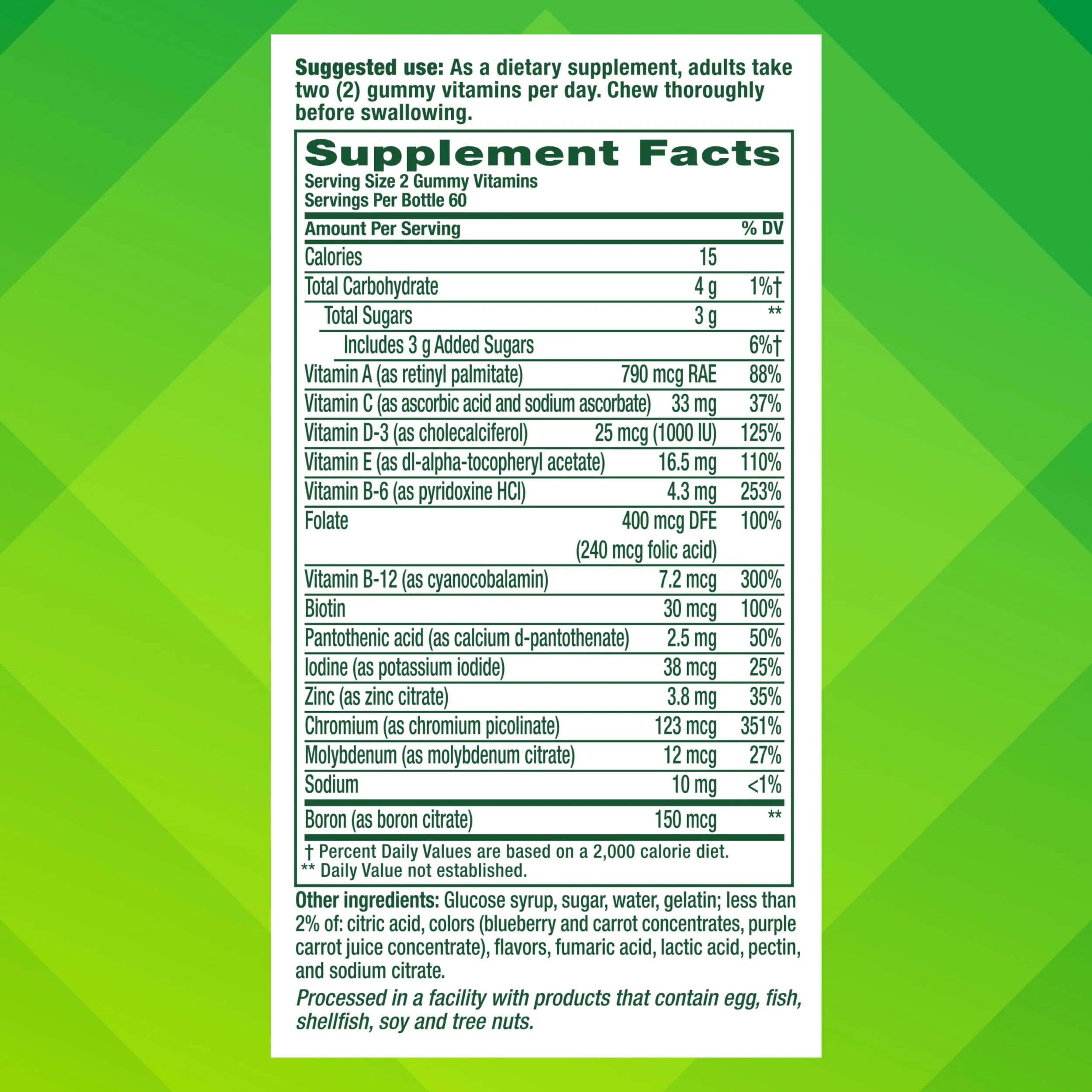 vitafusion Adult Gummy Vitamin Supplement for Men, Berry Flavored, A, C, D, E, B6, B12, Daily, 120 Count, 60 Day Supply - Image 13