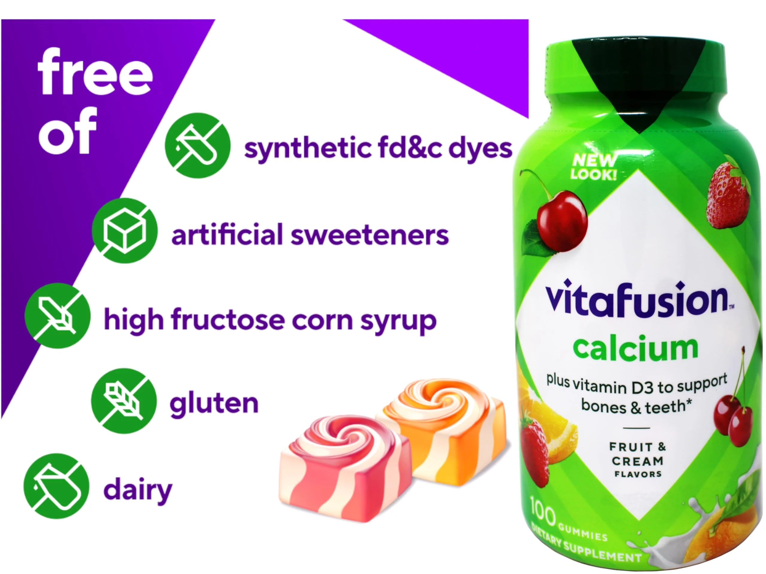 Vitafusion Calcium, Gummy JKHyWW Vitamins for Adults, 500 mg, 100 Count (Pack of 2) - Image 3
