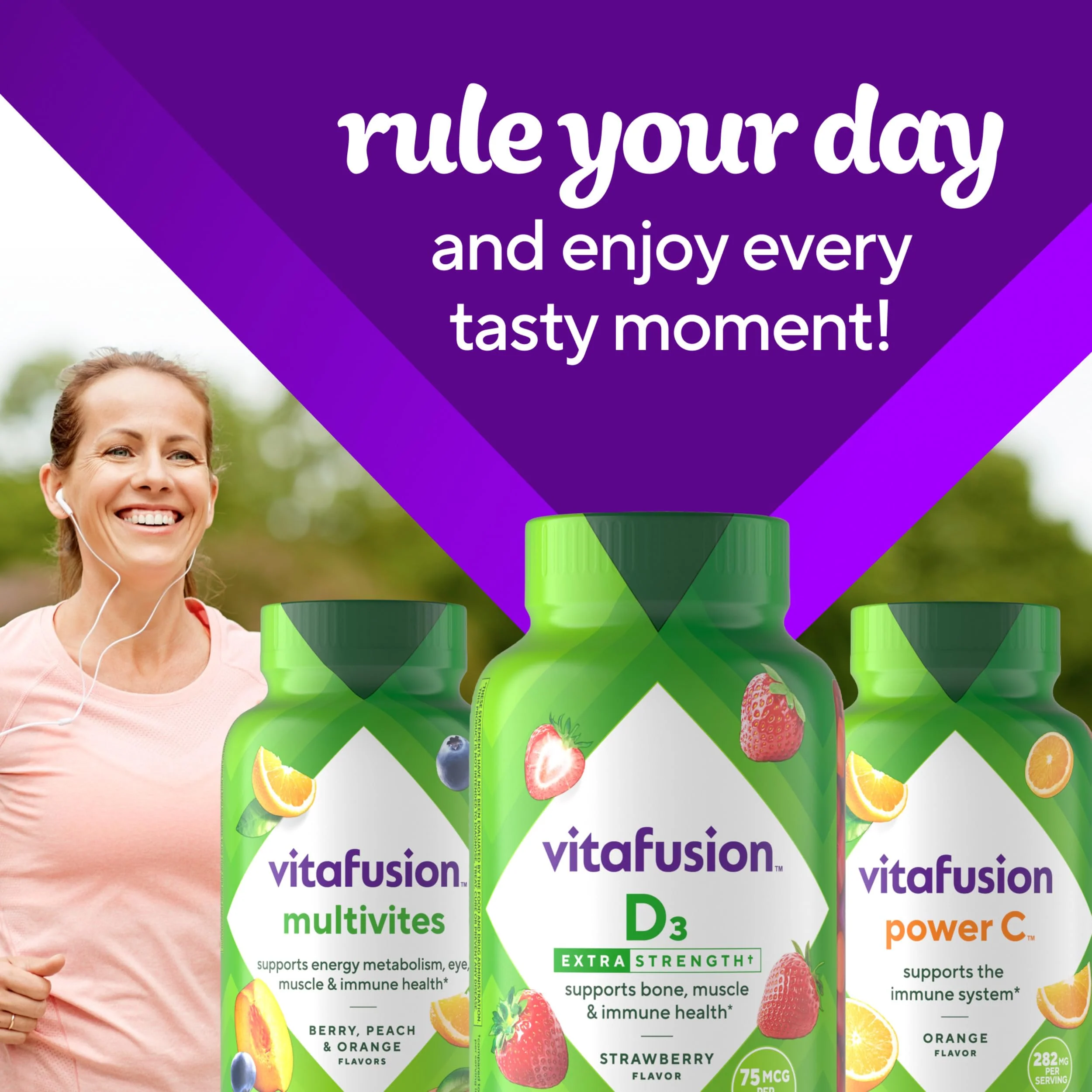 vitafusion Extra Strength Vitamin D3 Gummy, Strawberry Flavored Bone and Immune System Support (1) 120 Count - Image 2