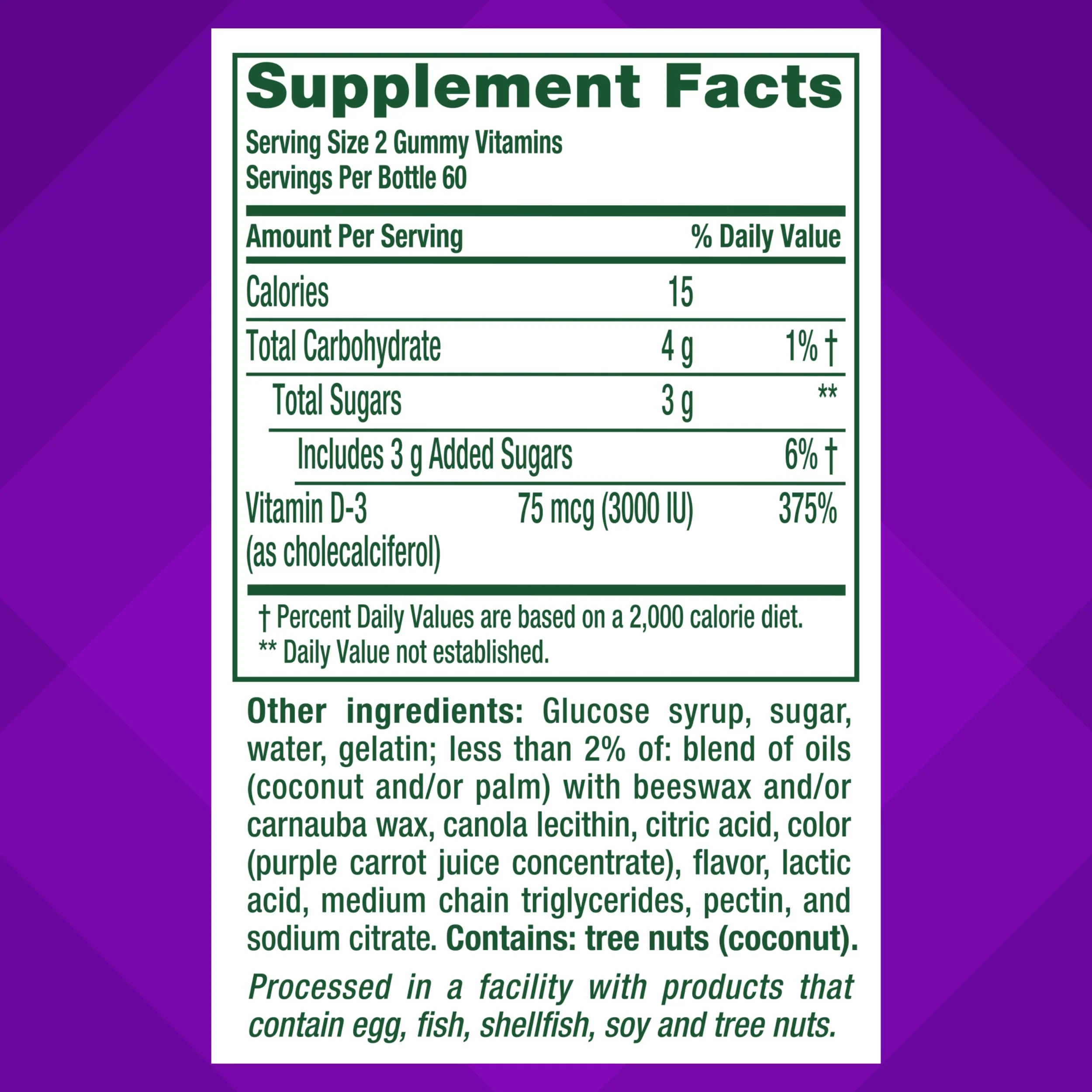 vitafusion Extra Strength Vitamin D3 Gummy, Strawberry Flavored Bone and Immune System Support (1) 120 Count - Image 7