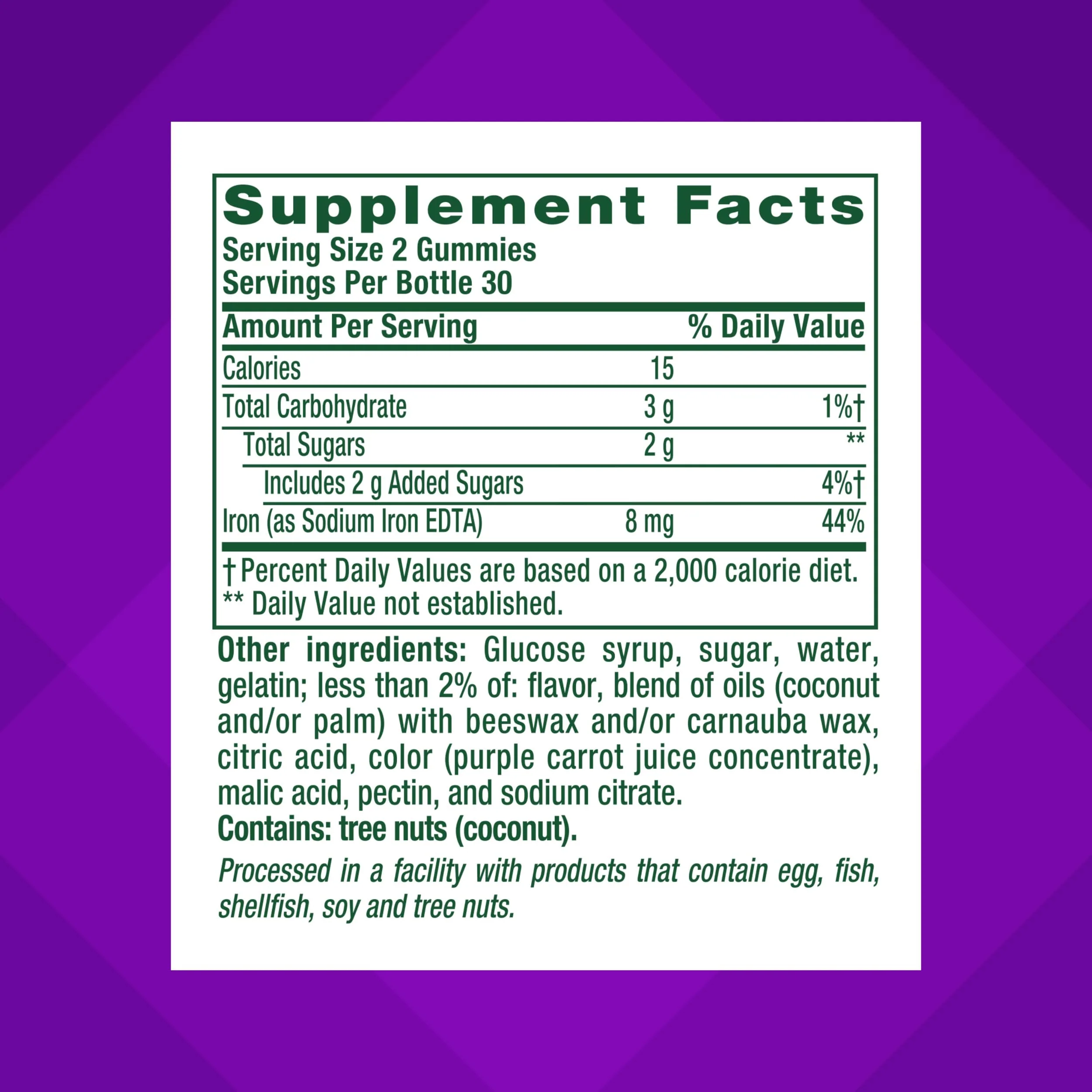 Vitafusion Iron Gummy Vitamin Supplement, Supports Red Blood Cell Production*, Guava Hibiscus Flavor, 30 Servings, 60 Count - Image 8