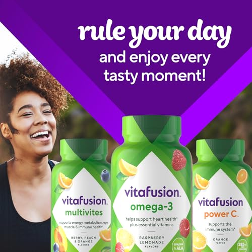 Vitafusion Omega-3 Gummy Vitamins, Berry Lemonade Flavored, Heart Health Vitamins(1) With Omega 3 EPA/DHA and Vitamins A, C, D and E, America’s Number 1 Vitamin Brand, 60 Day Supply, 120 Count - Image 2