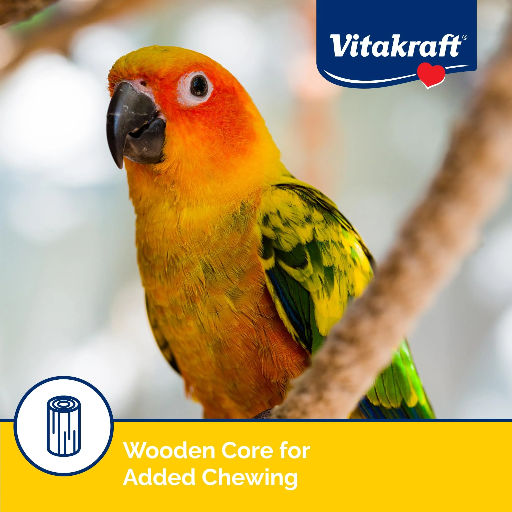 Vitakraft Crunch Sticks Conure Treat 2 Sticks - Apple and Orange Flavor – Triple Baked for Crunch – with Added Vitamins and Minerals Natural with Wood Chew Center – Includes Cage Clip Holder - Image 5