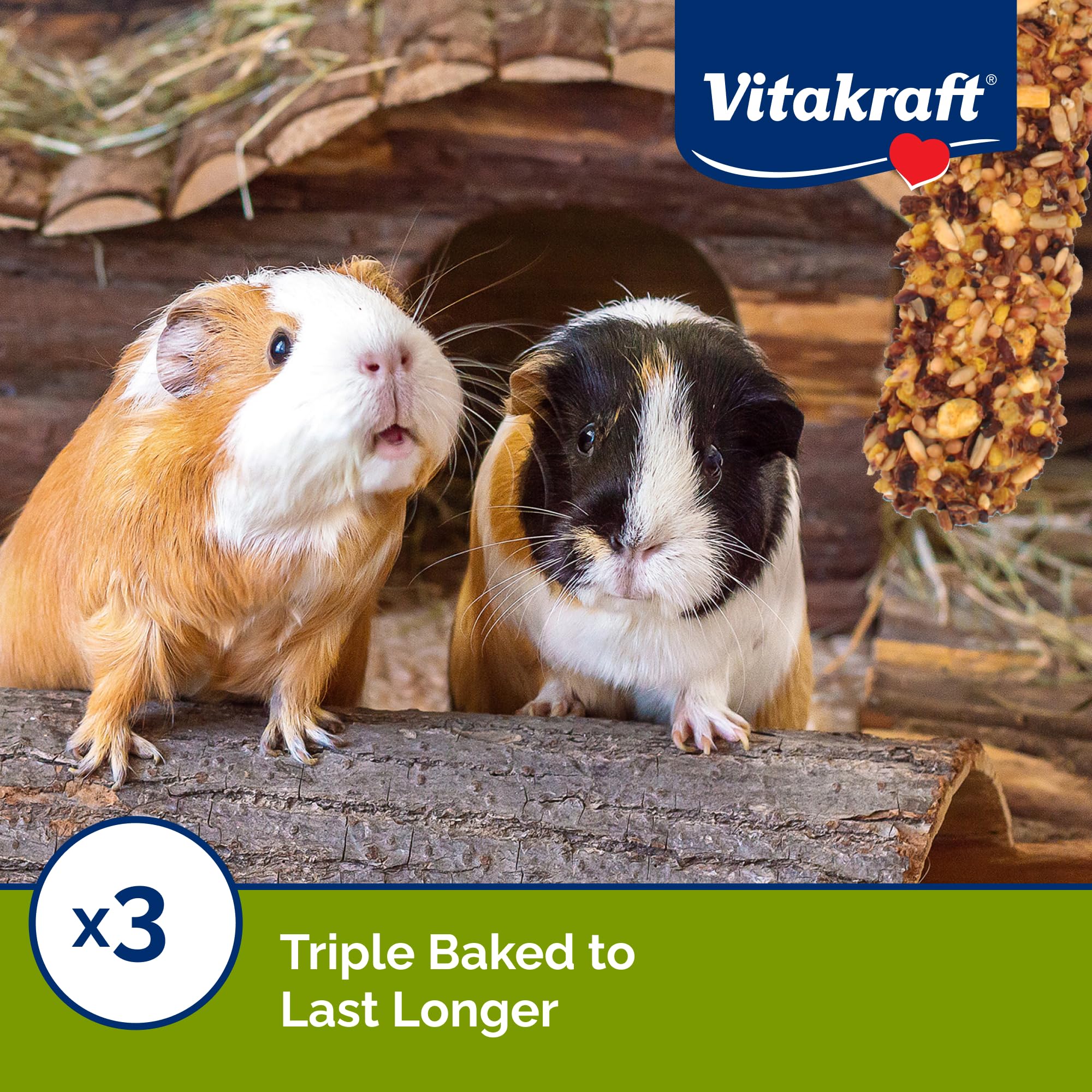 Vitakraft Crunch Sticks Guinea Pig Treat - Apple and Orange Flavor – Triple Baked for Extra Crunch – Natural Wood Chew Center with Cage Clip Holder – Added Vitamins and Minerals – 2 Sticks - 3.5 Oz - Image 6