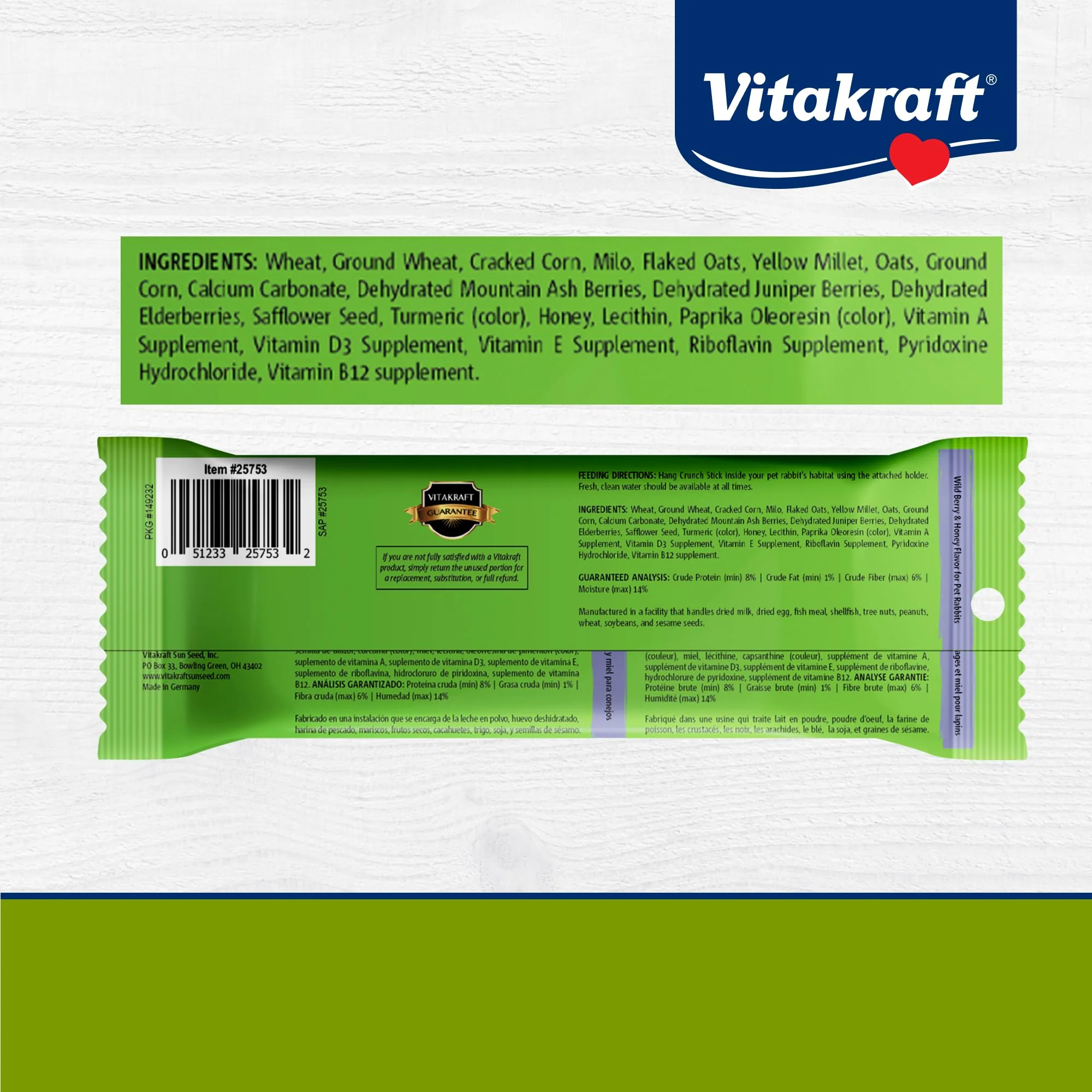 Vitakraft Crunch Sticks Rabbit Treat Wild Berry and Honey Flavor with Natural Grains and Honey Enriched with Essential Nutrients Baked on Wooden Stick to Encourage Chewing and Long Lasting Enjoyment - Image 3