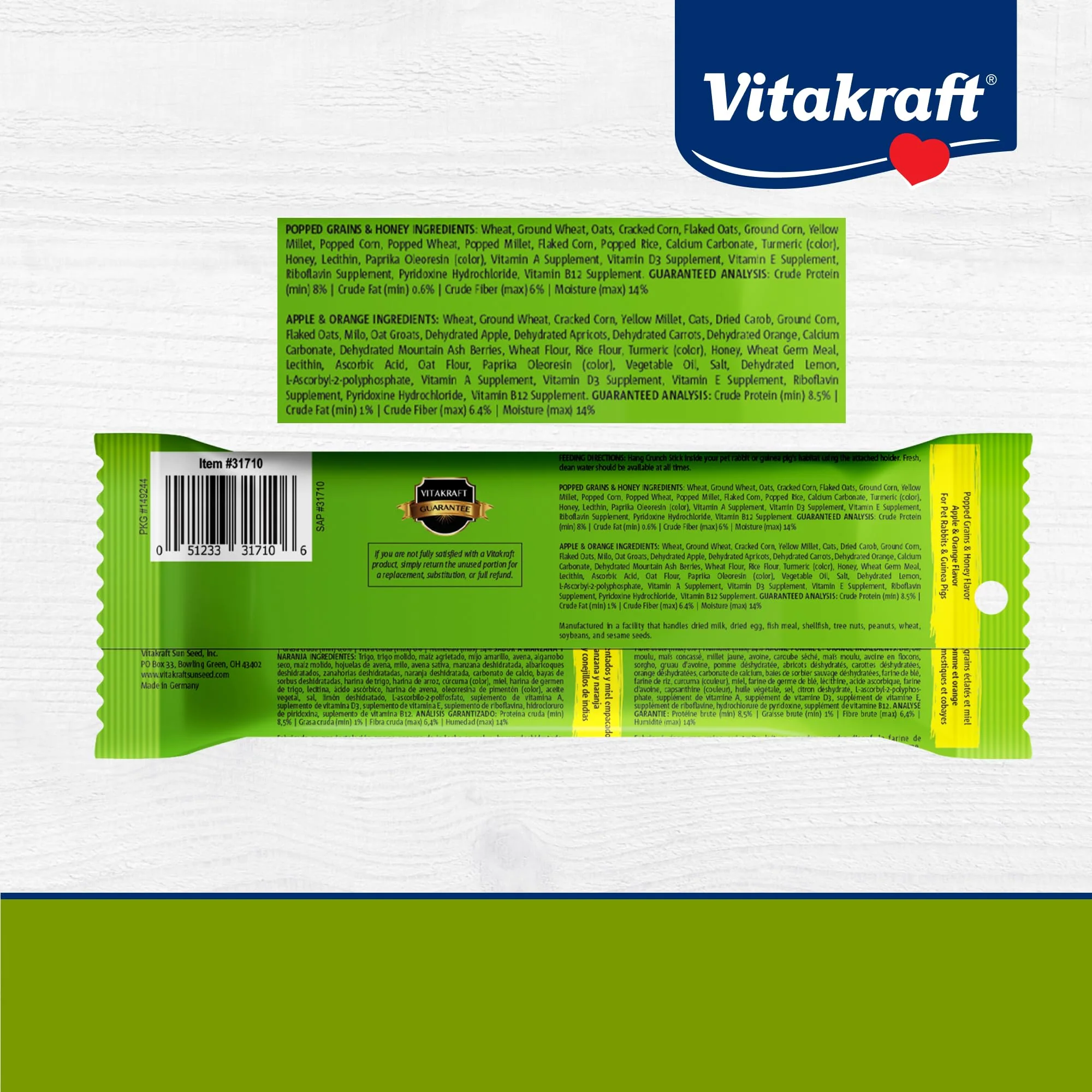 Vitakraft Crunch Sticks Treat Variety Pack for Rabbits and Guinea Pigs with Triple-Baked Wood Chew Center Seeds Grains Honey and Fruit for Texture Flavor Enrichment and Long-Lasting Chewing Enjoyment - Image 3