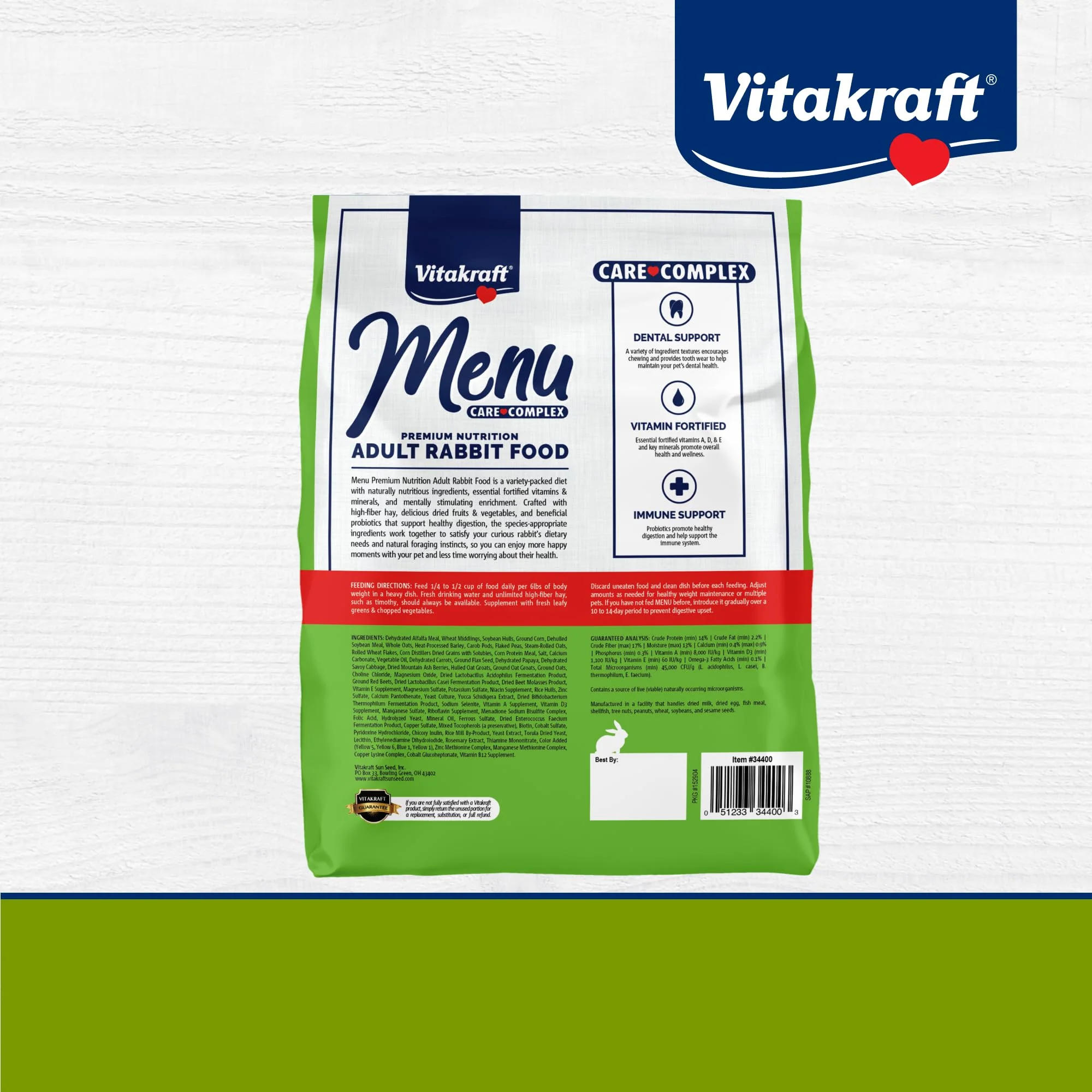 Vitakraft Menu Premium Rabbit Food - Alfalfa Pellets Blend - Vitamin and Mineral Fortified, Carrots, Greens, Grains, Fruits, 5 Lb. - Image 5