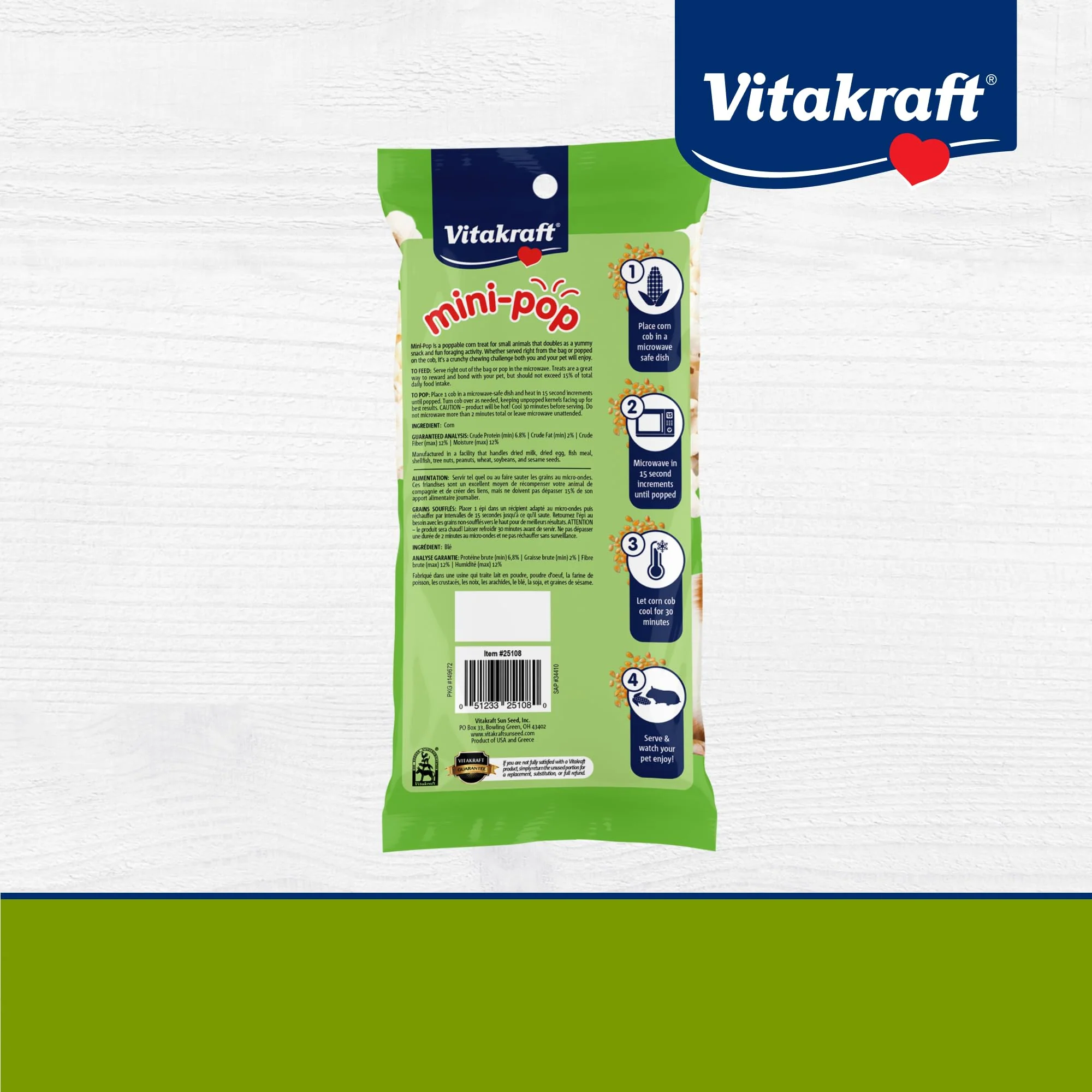 Vitakraft Mini-Pop Treat for Small Animals 6 oz – All-Natural Single-Ingredient Snack - Serve Popped or Unpopped – Enrichment, Chewing, Fun, Natural Teeth Wear – Rabbit, Hamster, Gerbil, Guinea Pig - Image 4