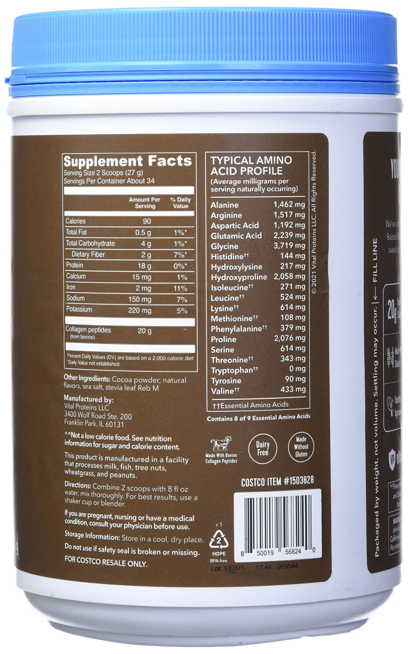 Vital Protein Collagen Peptides, Pasture Raised, Grass Fed, Paleo Friendly, Gluten / Zero Sugar Dairy Free, Chocolate, 32.56 Oz - Image 5